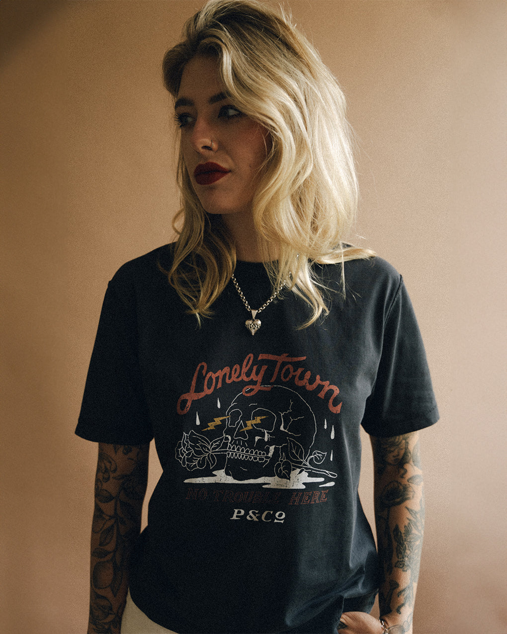 Lonely Town T-Shirt - Heavy Washed Black