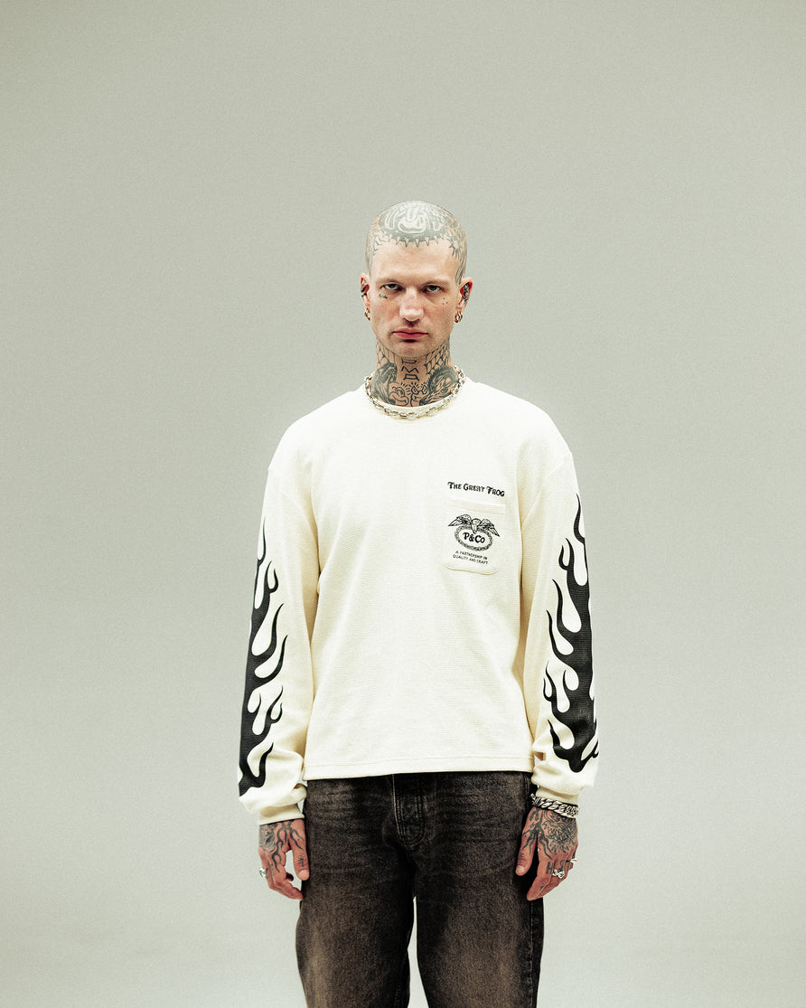 P&Co x TGF Waffle Boxy Longsleeve - Ecru