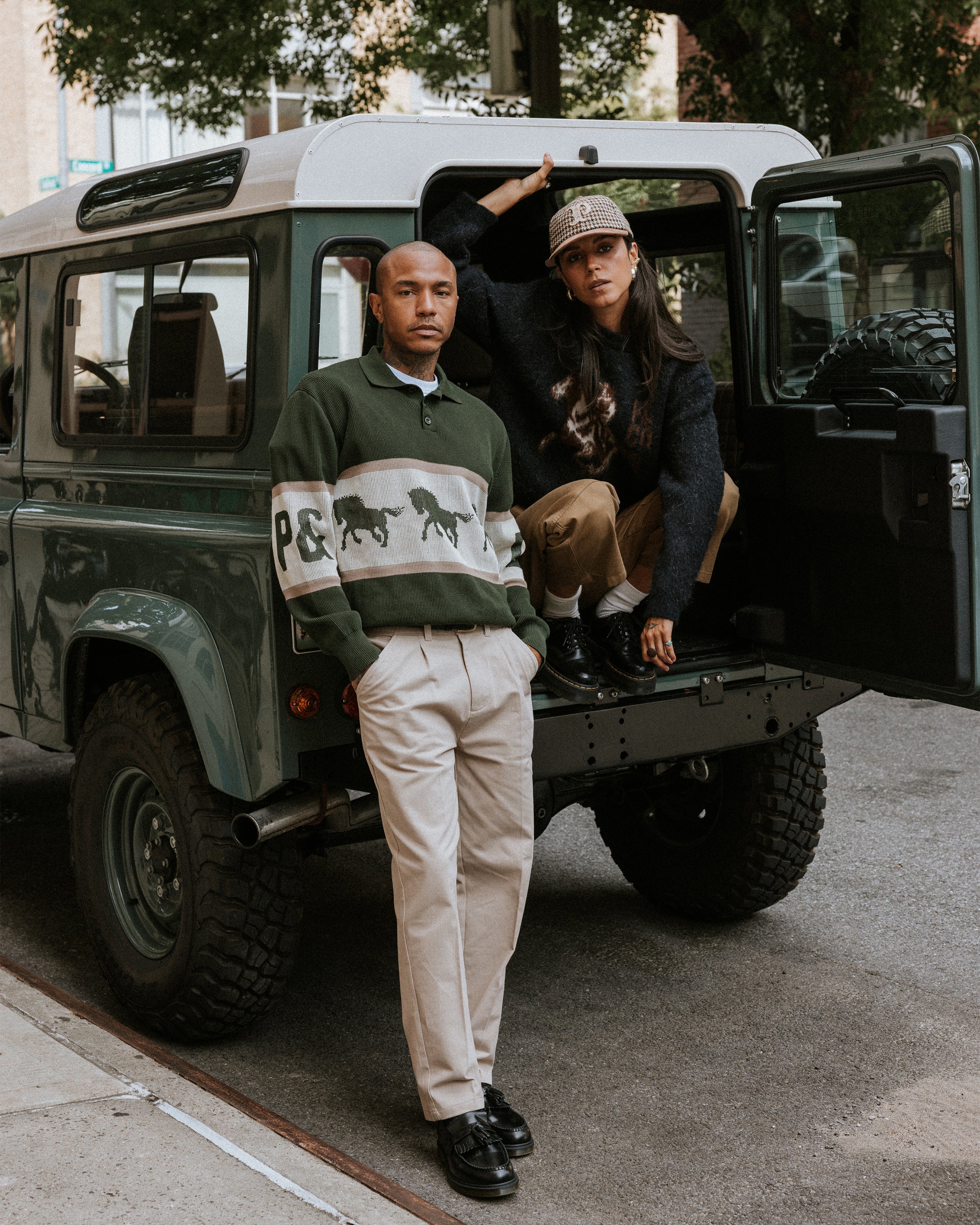 Olive Bronco Knitted Polo Shirt | Men's Knitwear ‐ P&Co - A