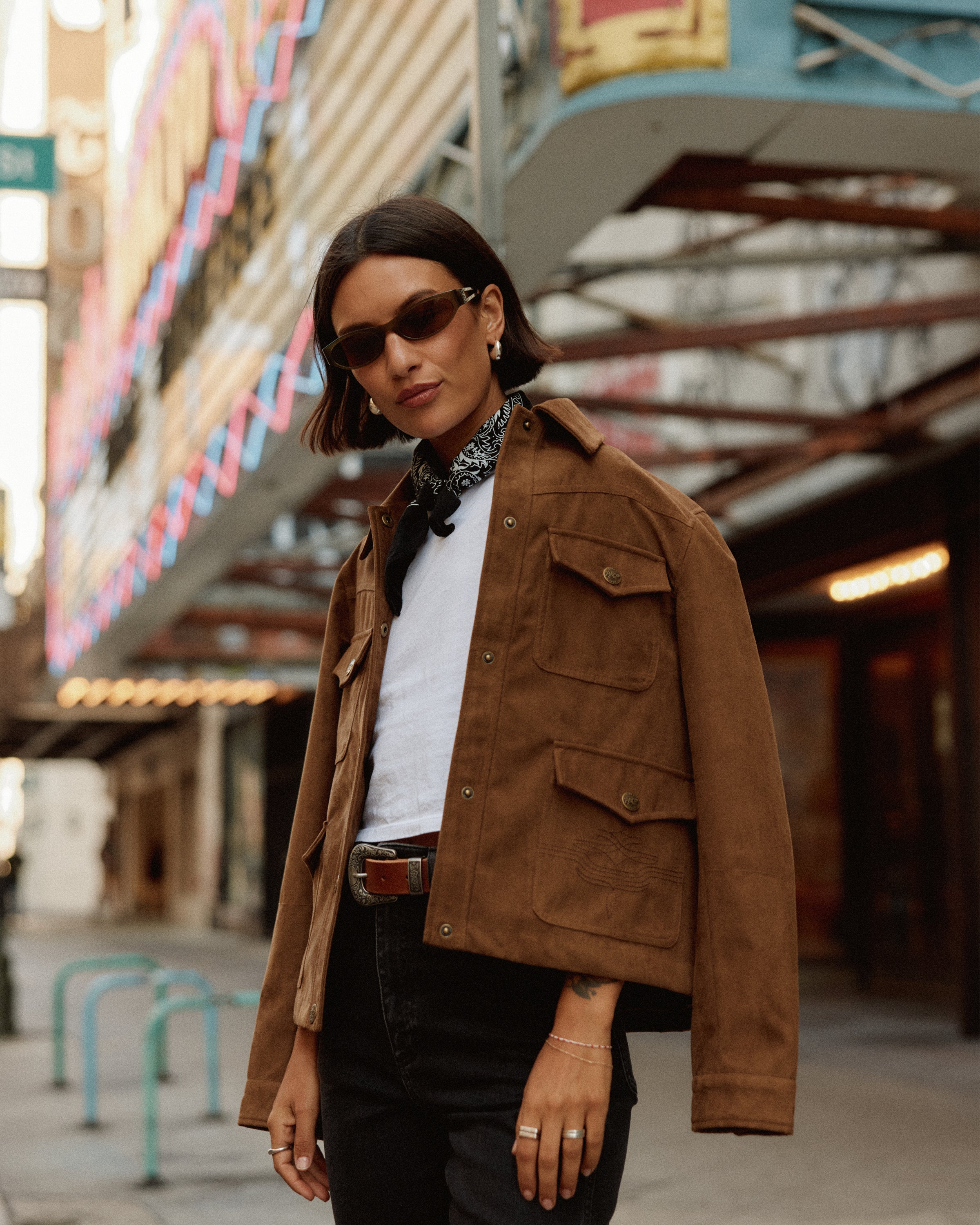 ジャケット・アウター 25ss YOKE PIGMENT COATING CHINO size1 Tan Jolene Faux Suede Barn Jacket | Women's Jackets & Outerwear