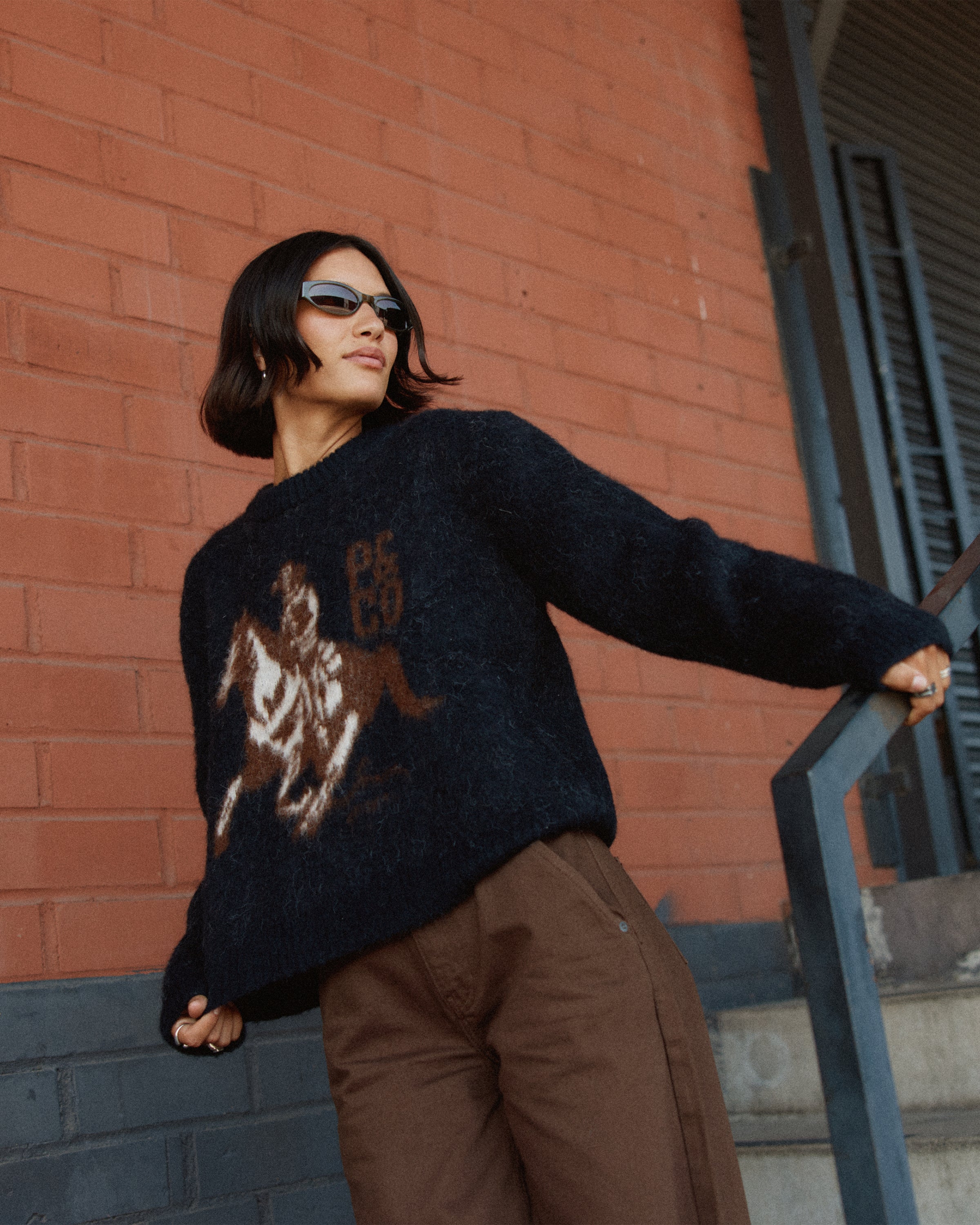 Western Knitted Jumper - Washed Black