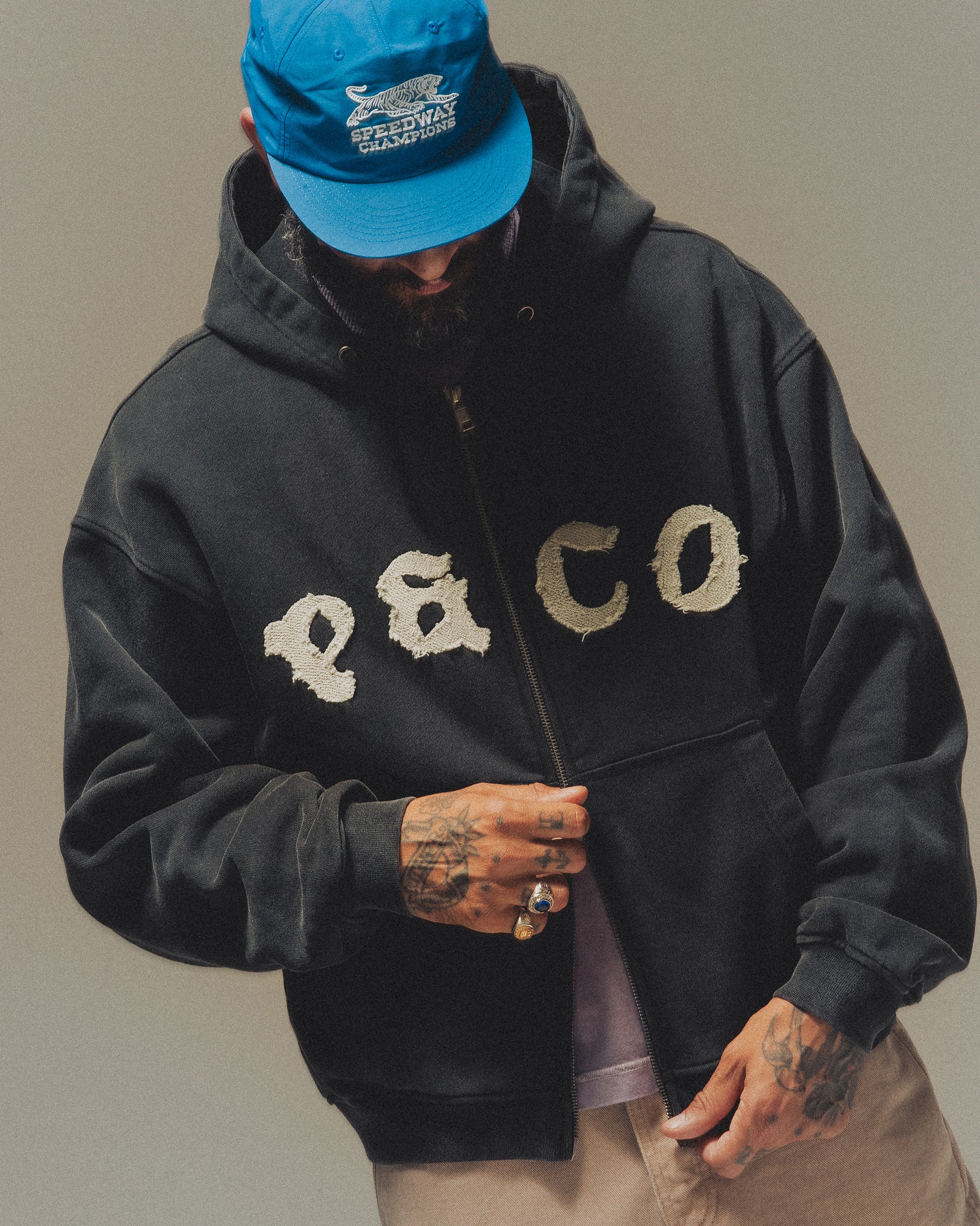 P&Co Oversized Double Zip Hoodie - Faded Black