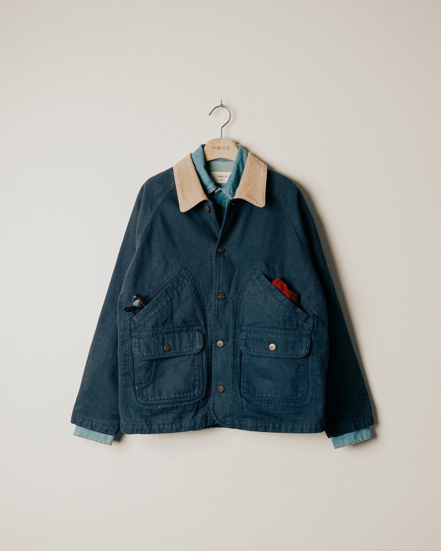 Marine Quarter Canvas Jacket - Navy