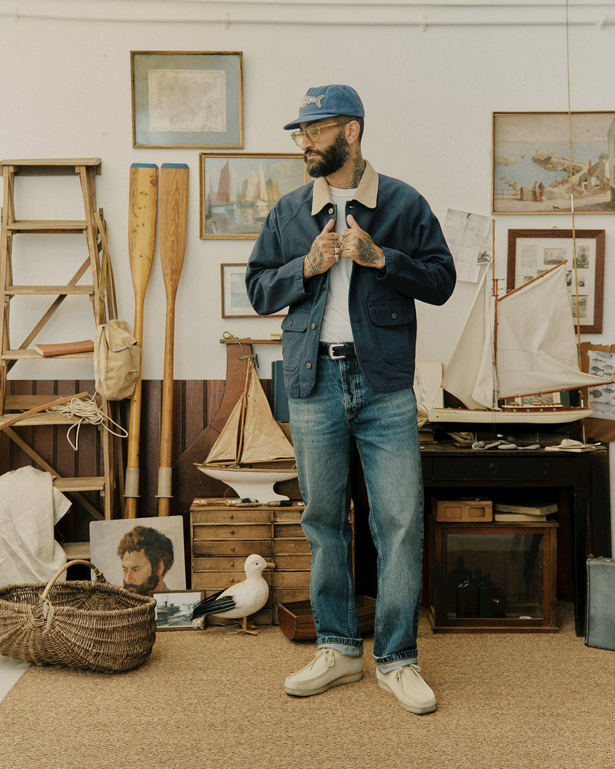 Marine Quarter Canvas Jacket - Navy