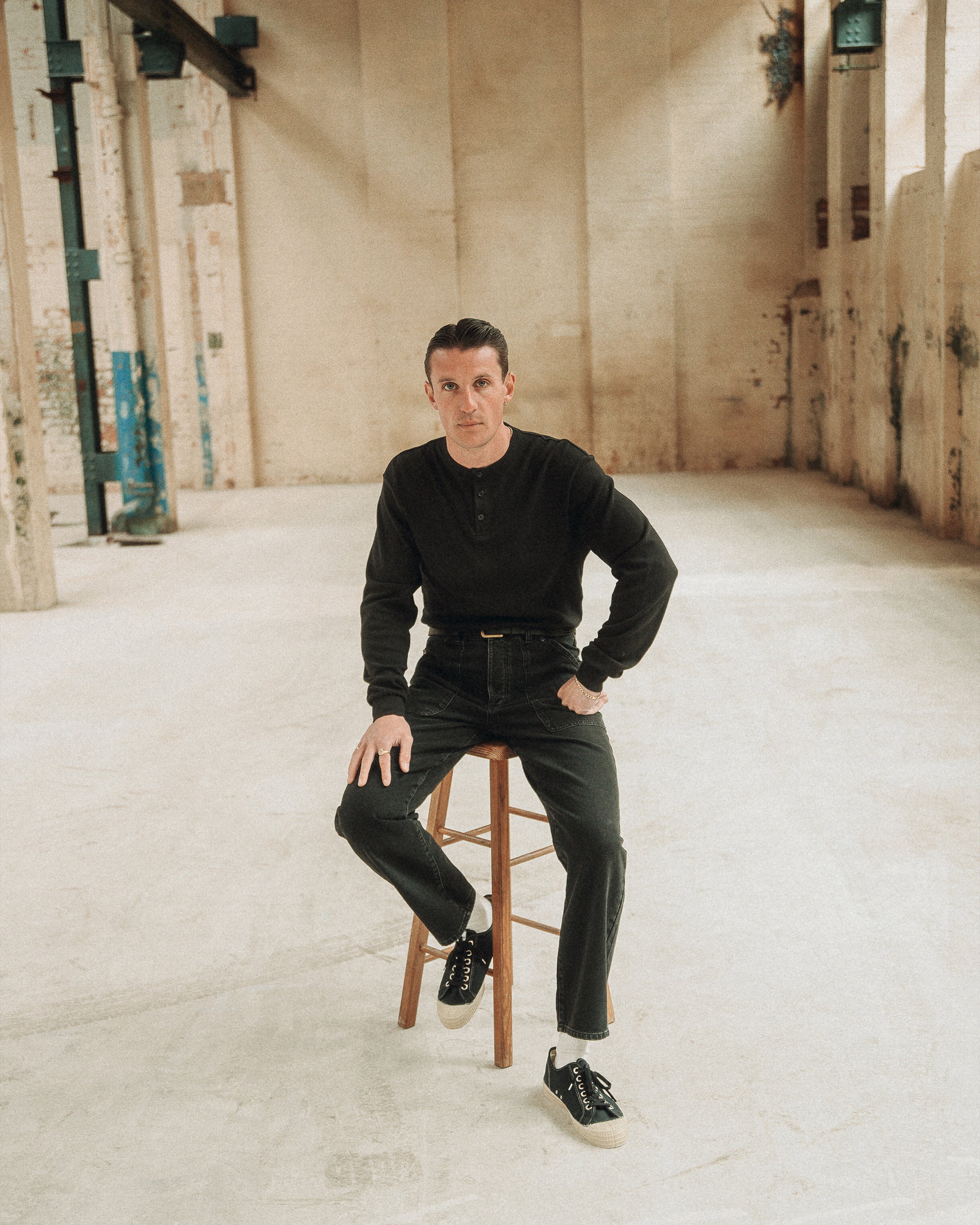 Crafted Heavyweight Henley Bundle - Washed Black & Off White