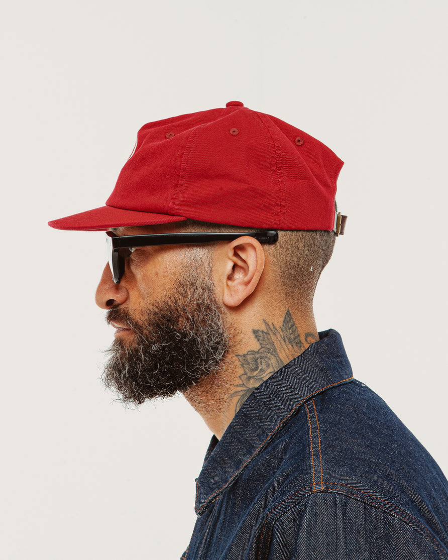 Script Cotton 5 Panel Cap - Brick Red