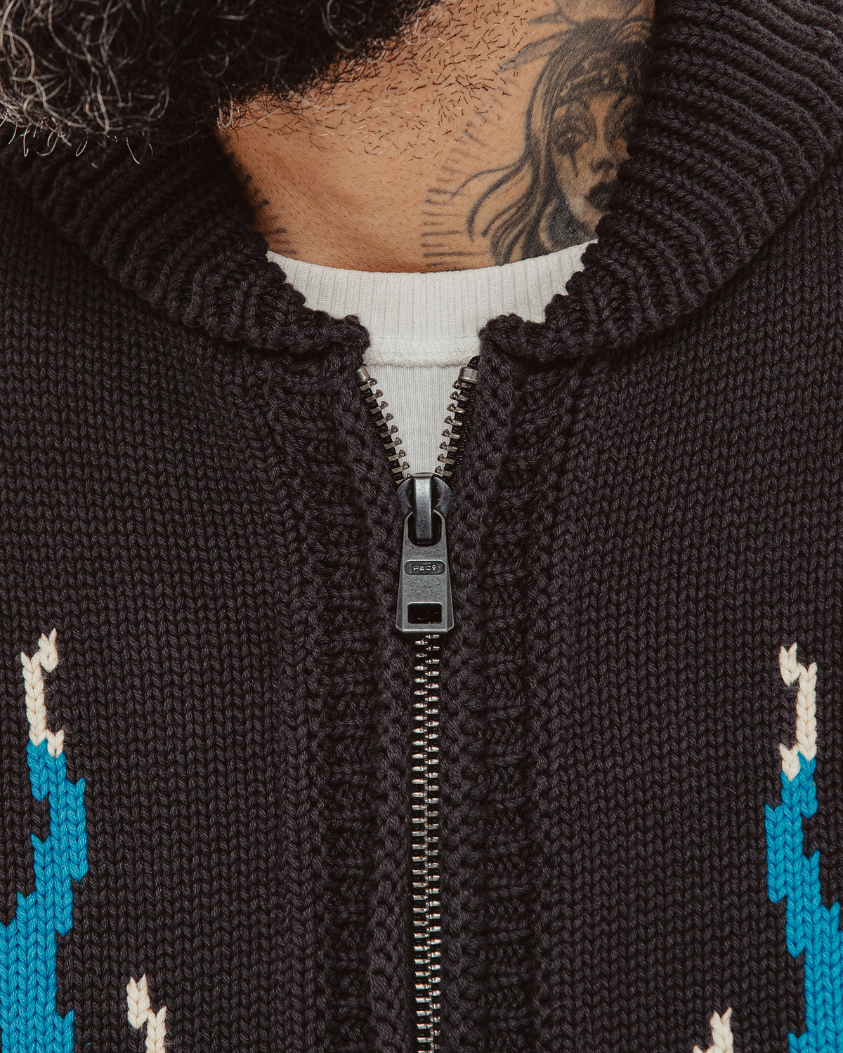 Valley Intarsia Knit - Charcoal