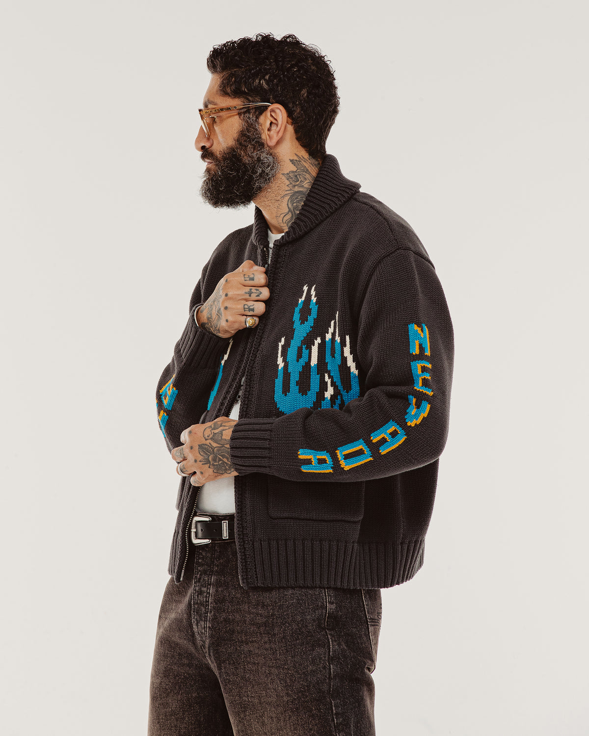Valley Intarsia Knit - Charcoal