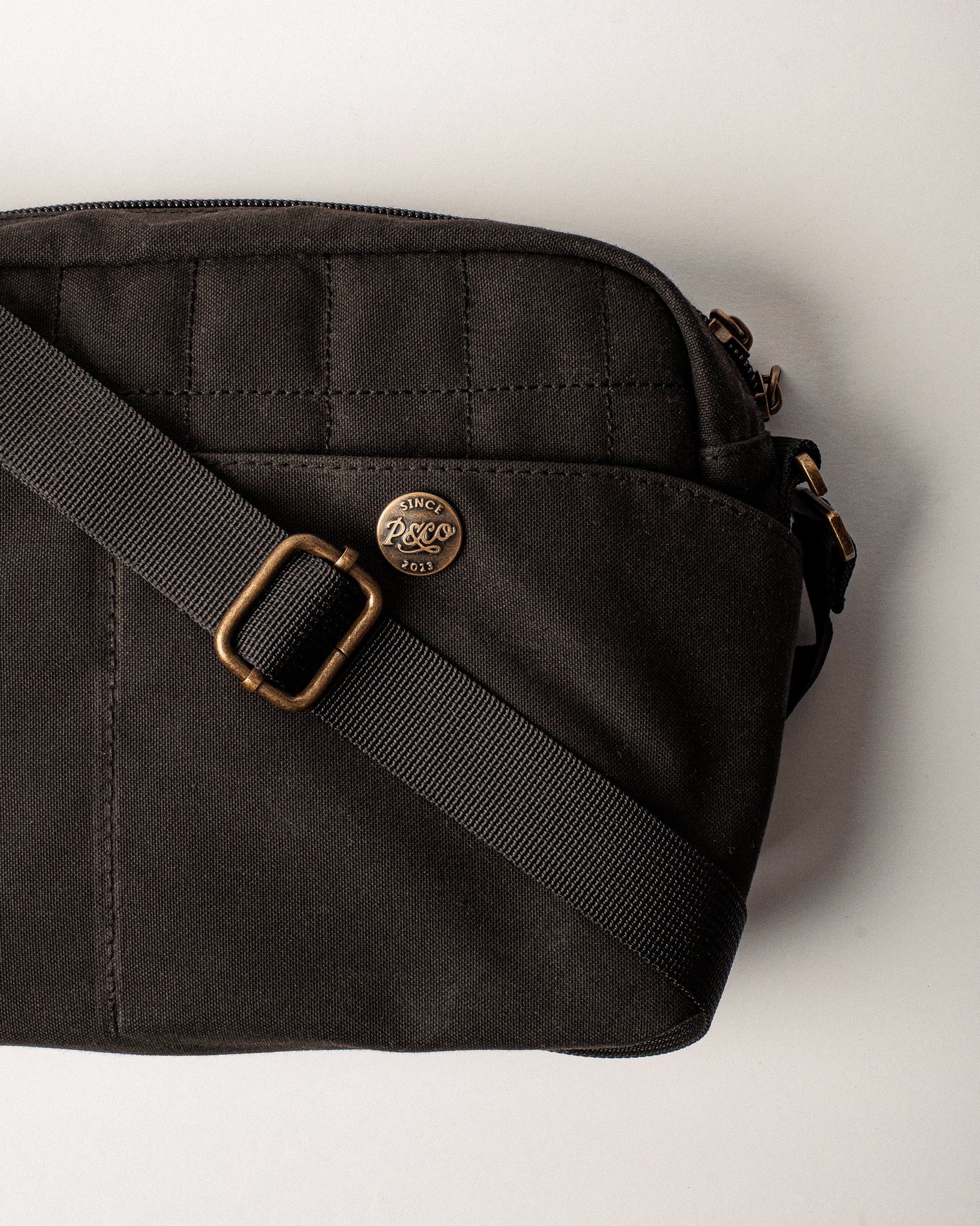 Waxed Canvas Crossbody Bag - Black