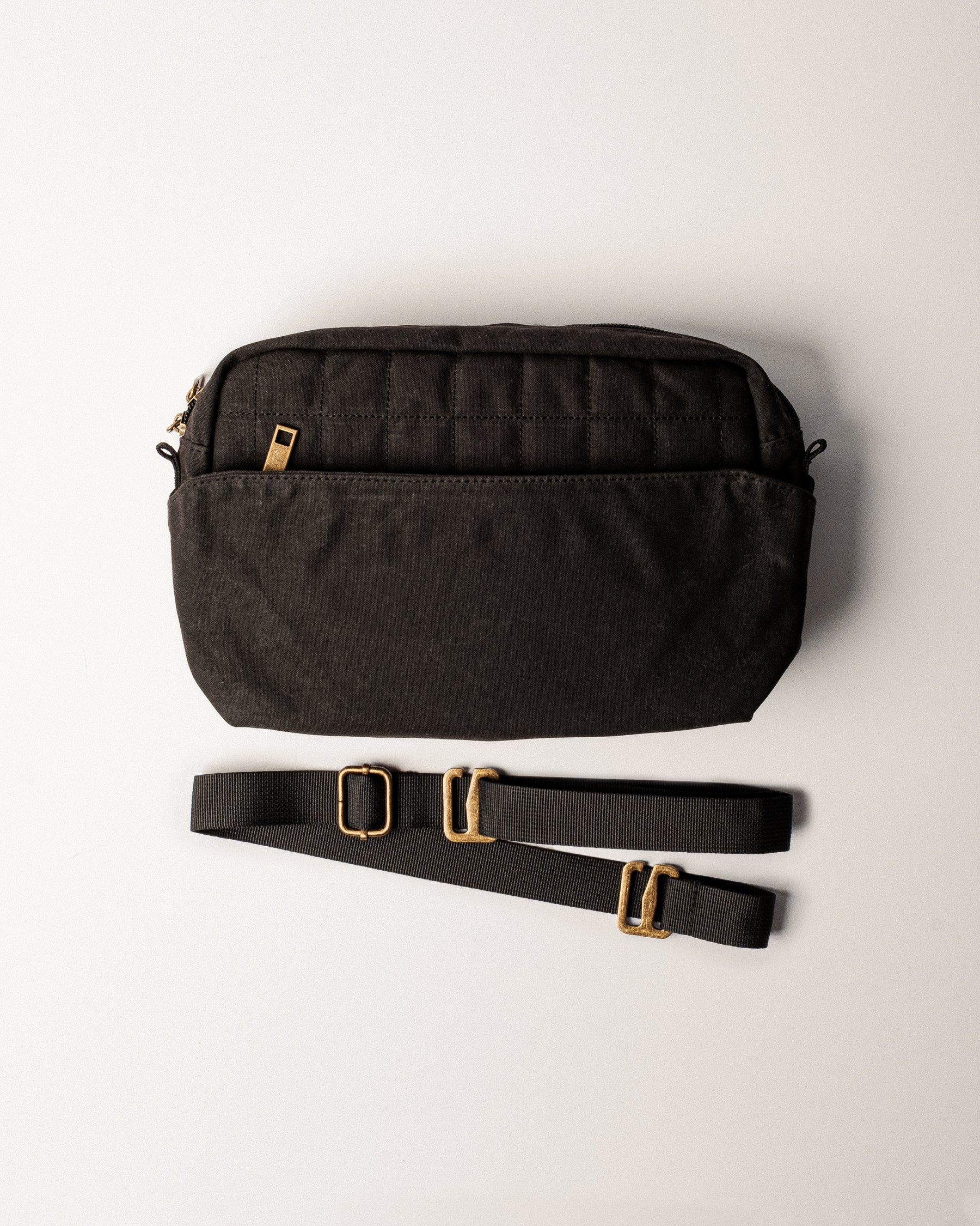 Waxed Canvas Crossbody Bag - Black