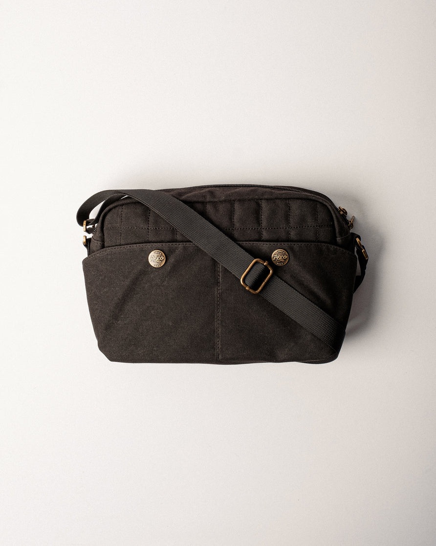 Waxed Canvas Crossbody Bag - Black