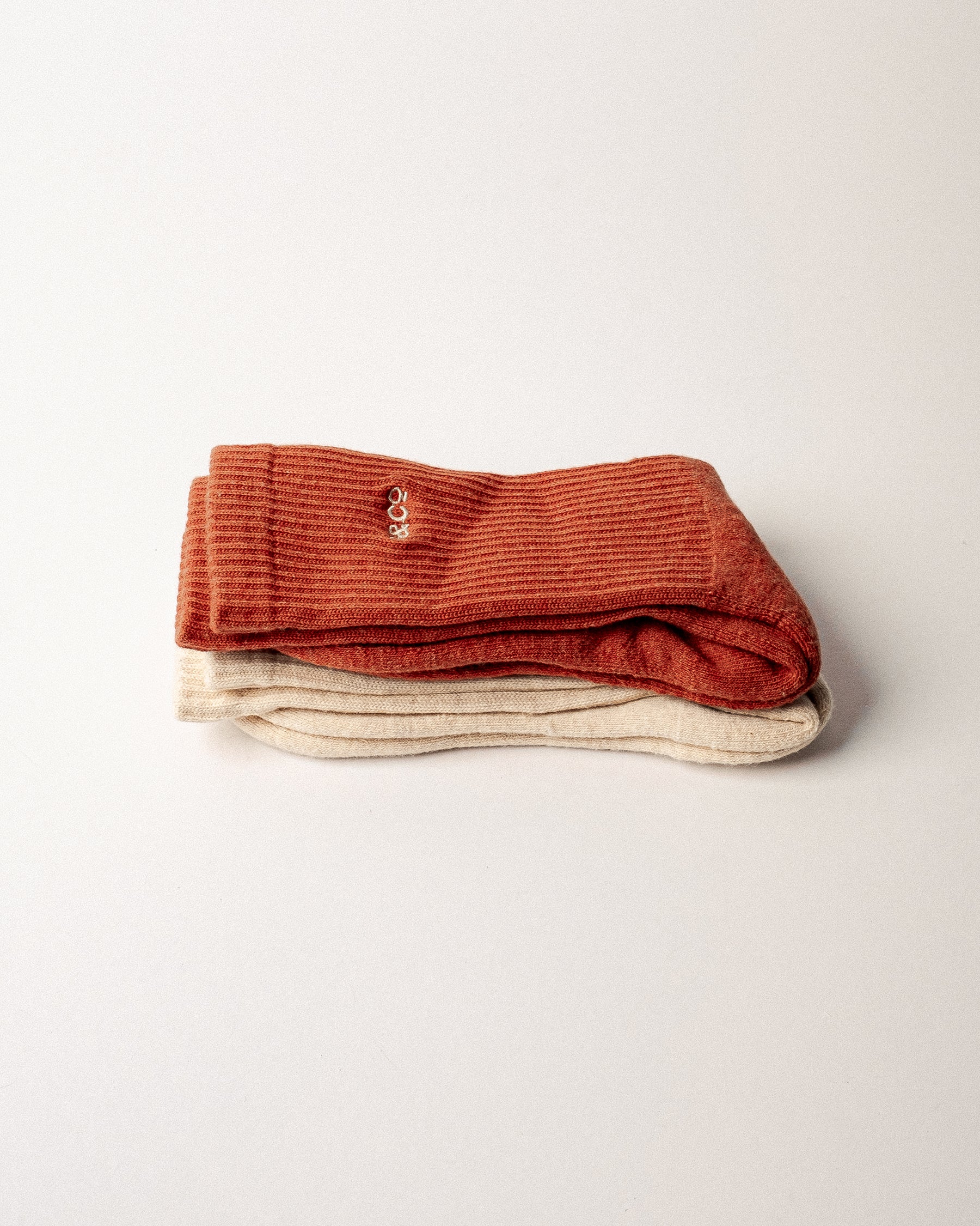 P&Co Essential Socks - Ecru & Burnt Orange