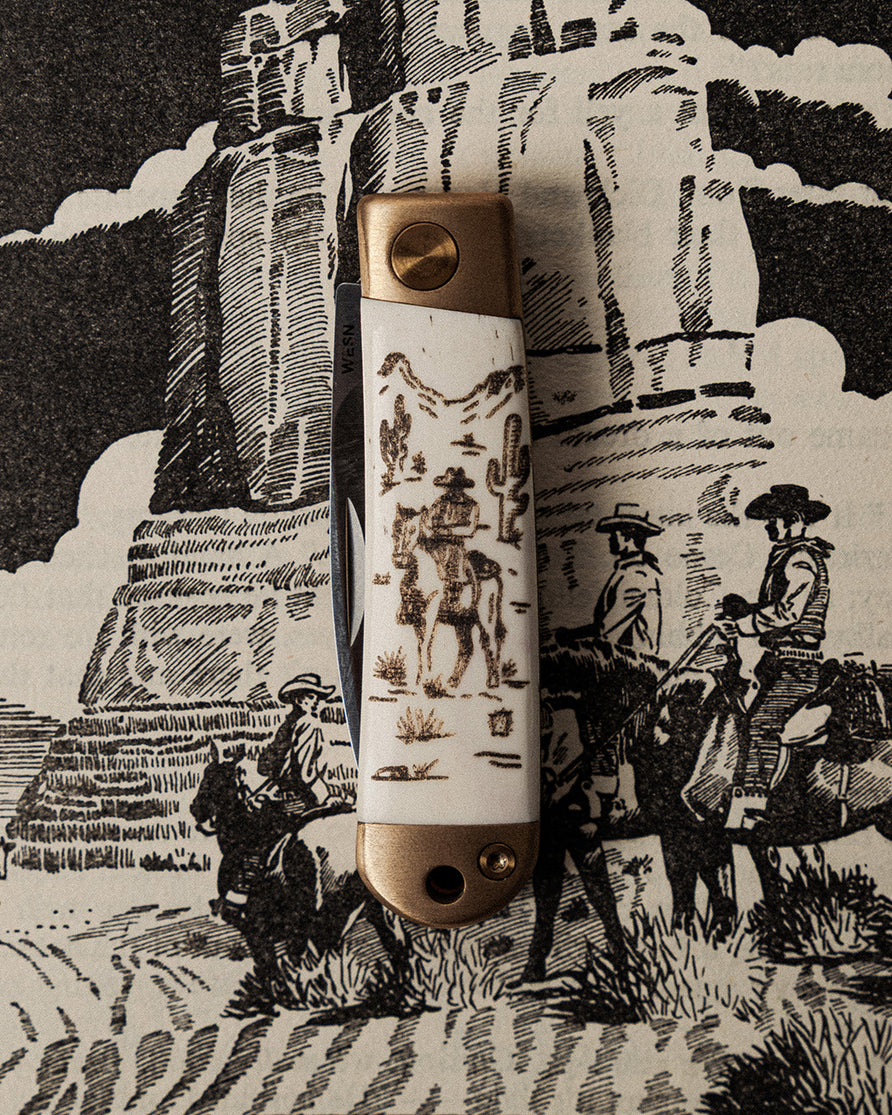 The Rancher Henry Knife - Brass & Bone