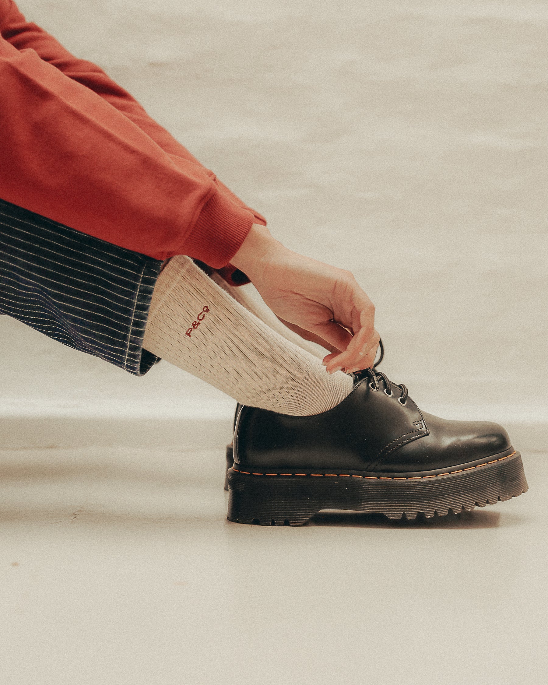 P&Co Essential Socks - Ecru & Burnt Orange