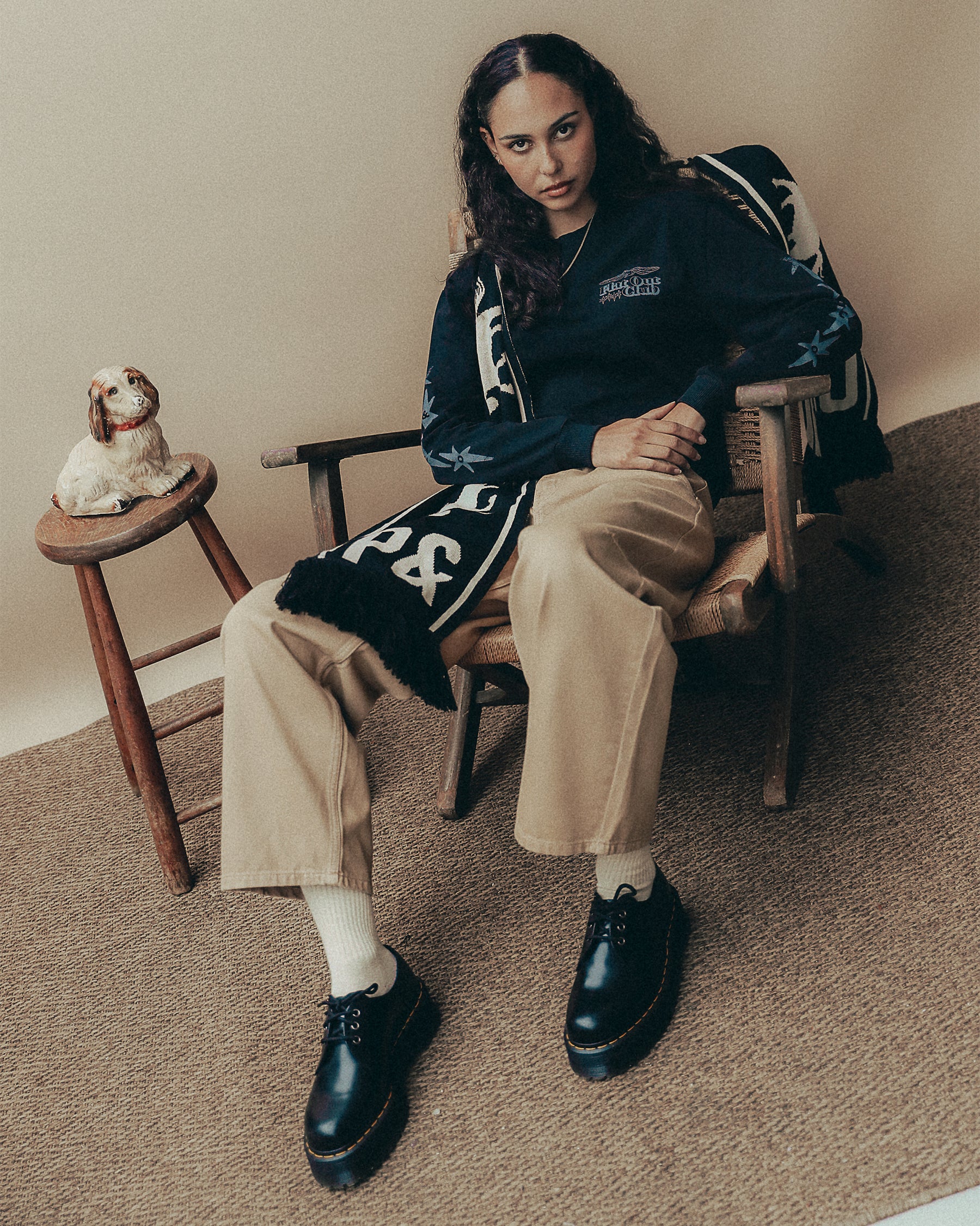 Flat Out Club Boxy Longsleeve - Washed Black