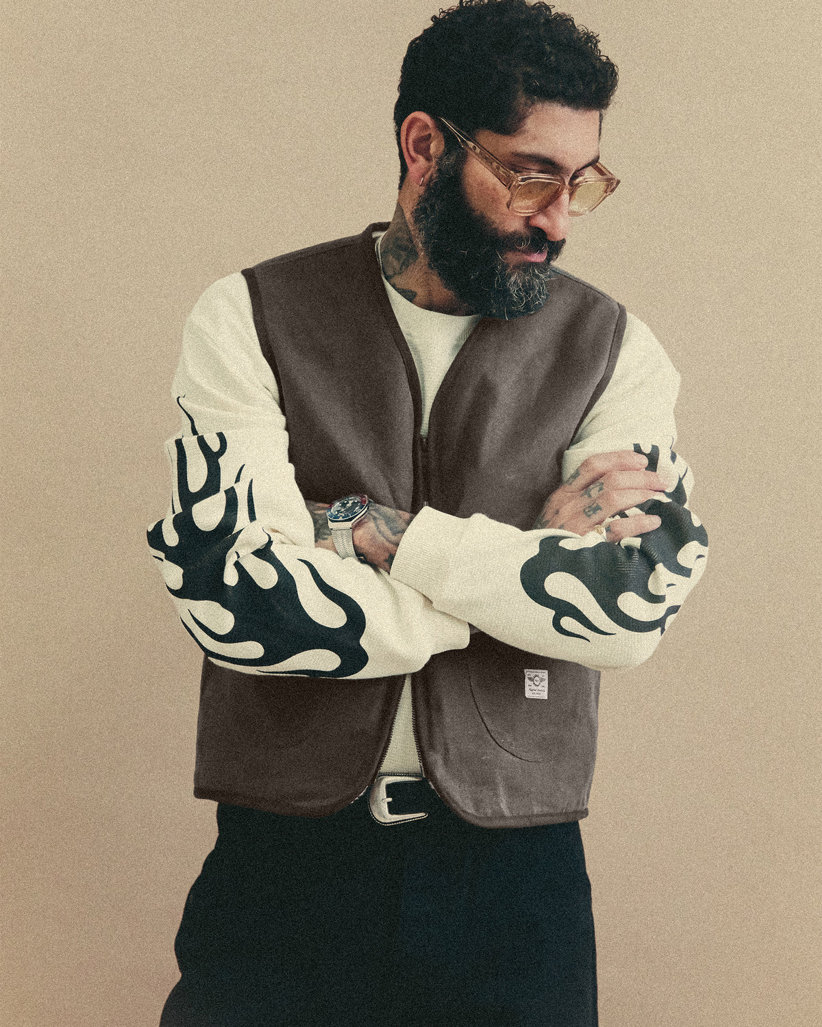 Wayfinder Sherpa Lined Waxed Vest - Charcoal