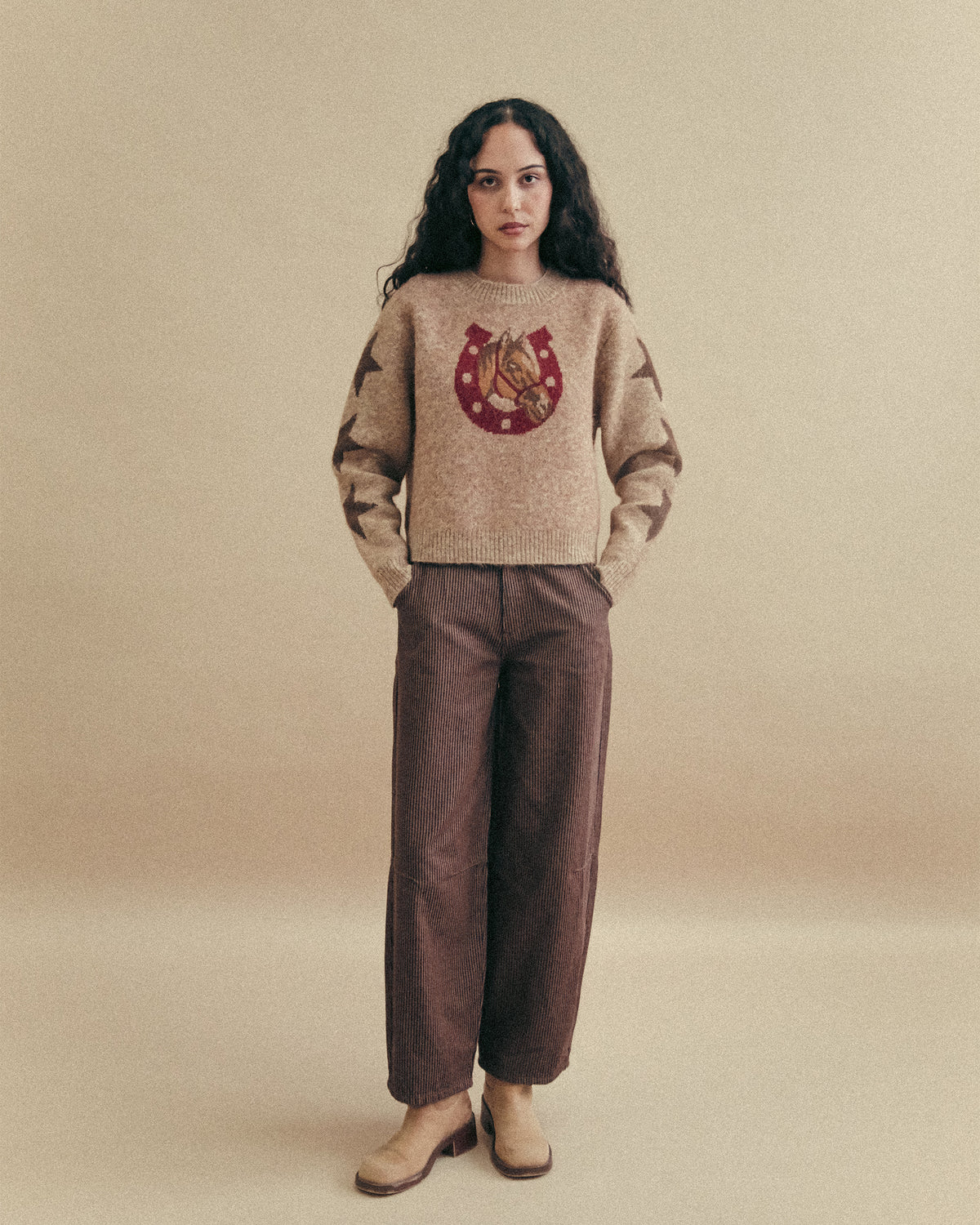 Shelby Intarsia Knit - Biscuit