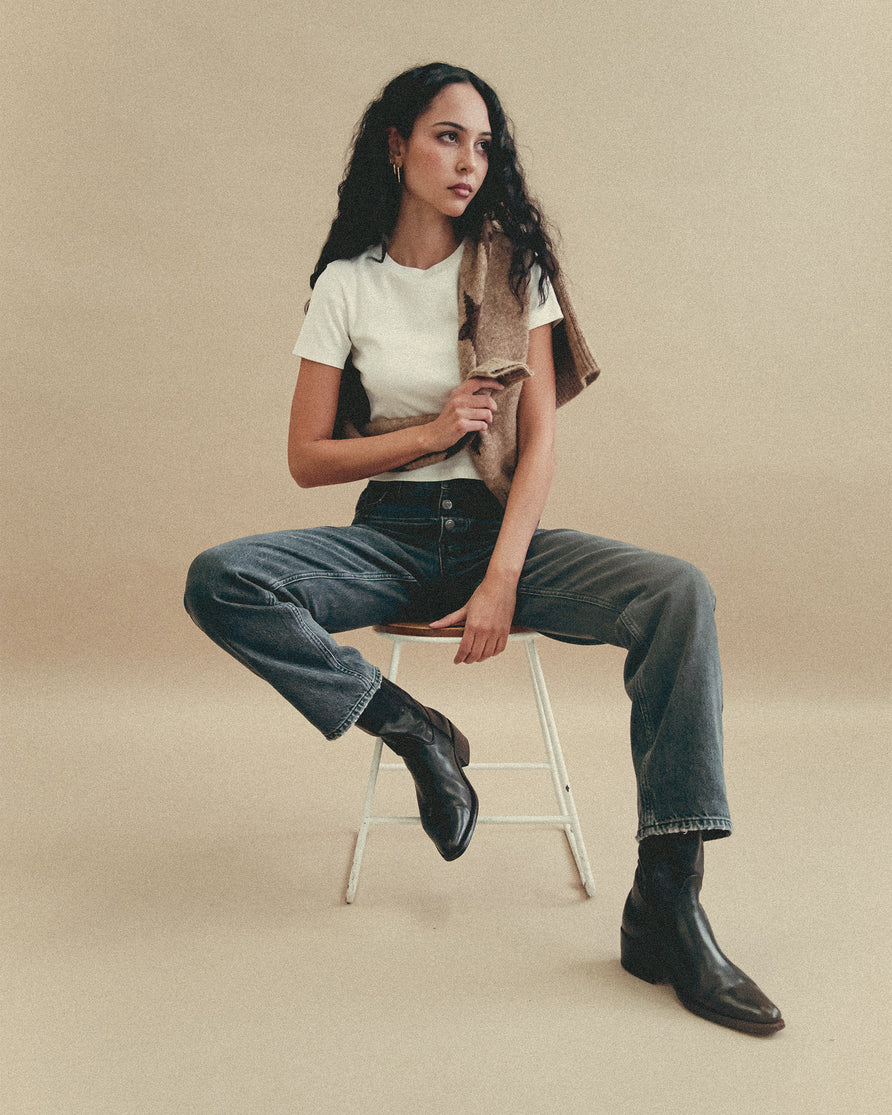 Cindy Slim Straight Leg Jean - Washed Black