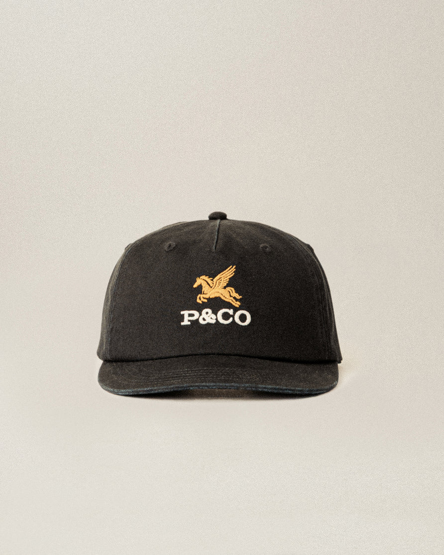Pegasus Twill 5 Panel Cap - Black