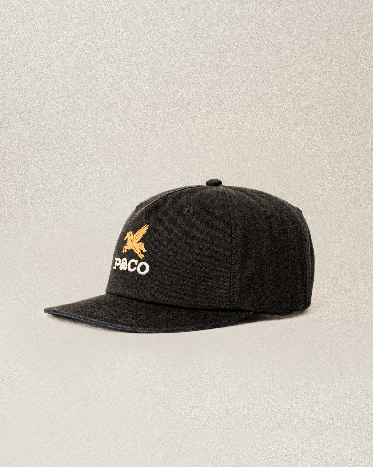 Pegasus Twill 5 Panel Cap - Black