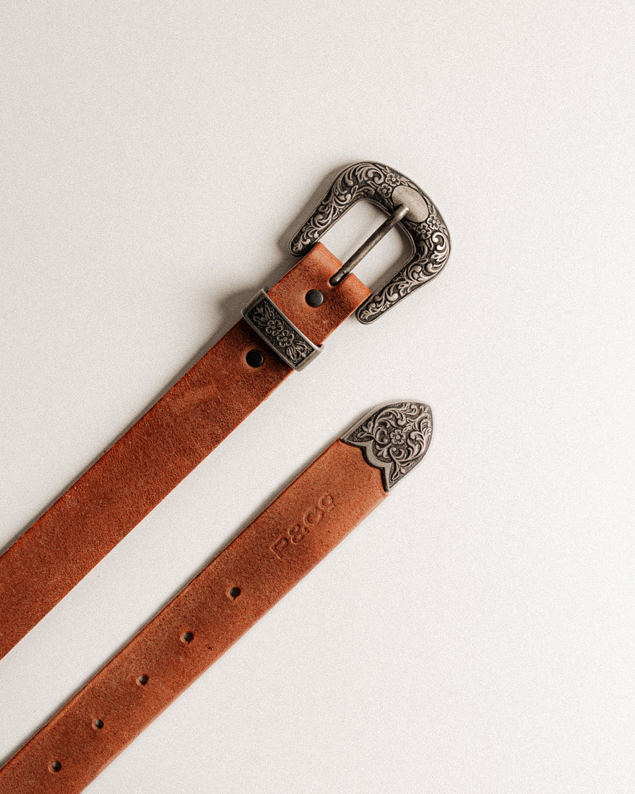 Dolly Western Leather Belt - Brown
