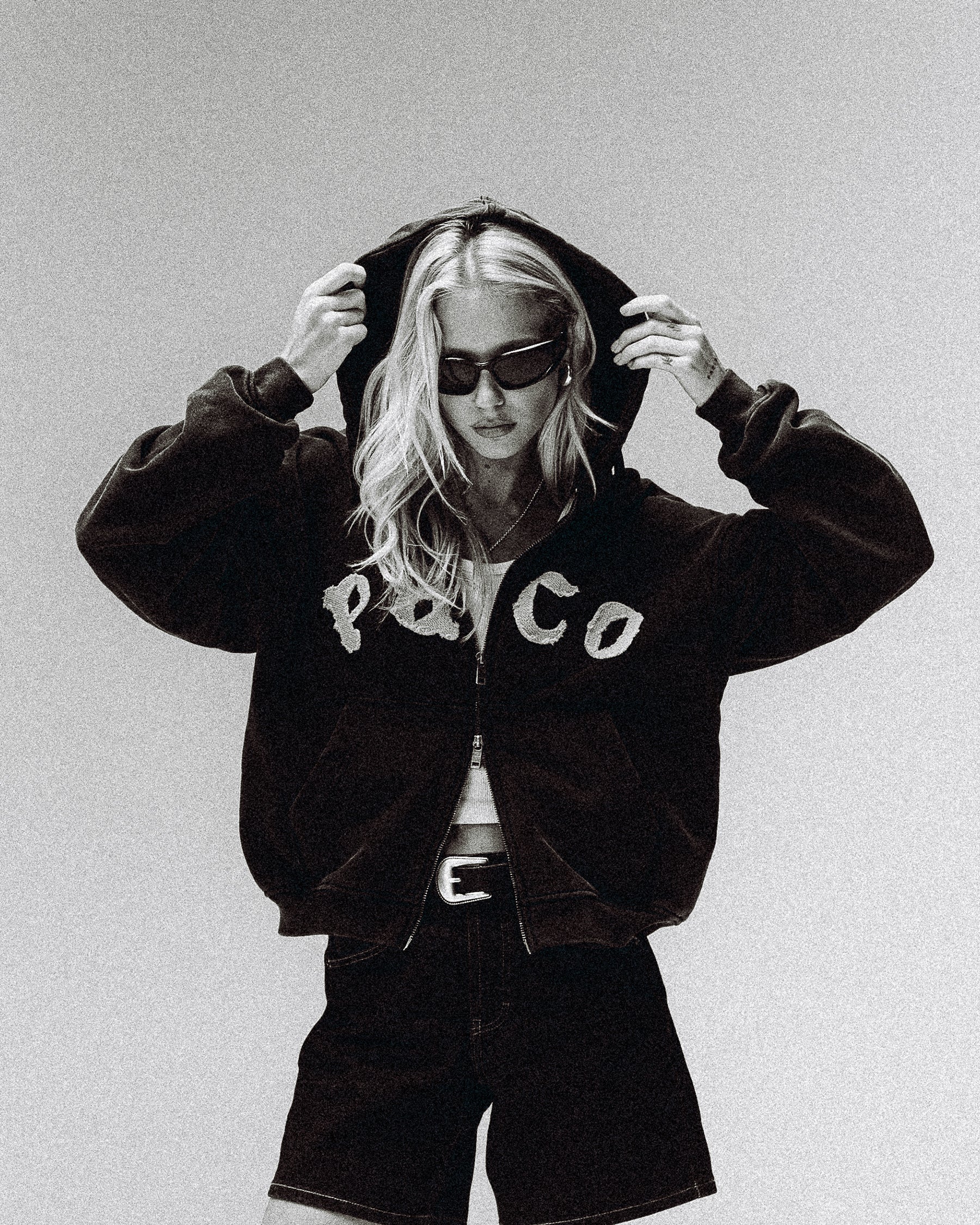 P&Co Oversized Double Zip Hoodie - Faded Black