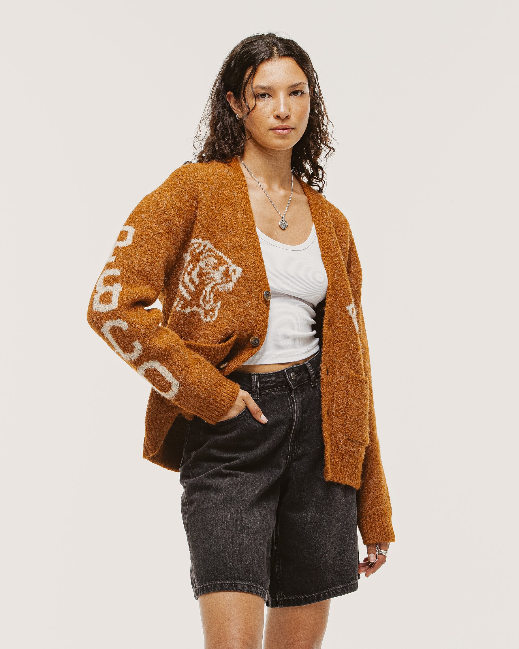Archie Brushed Cardigan - Burnt Orange