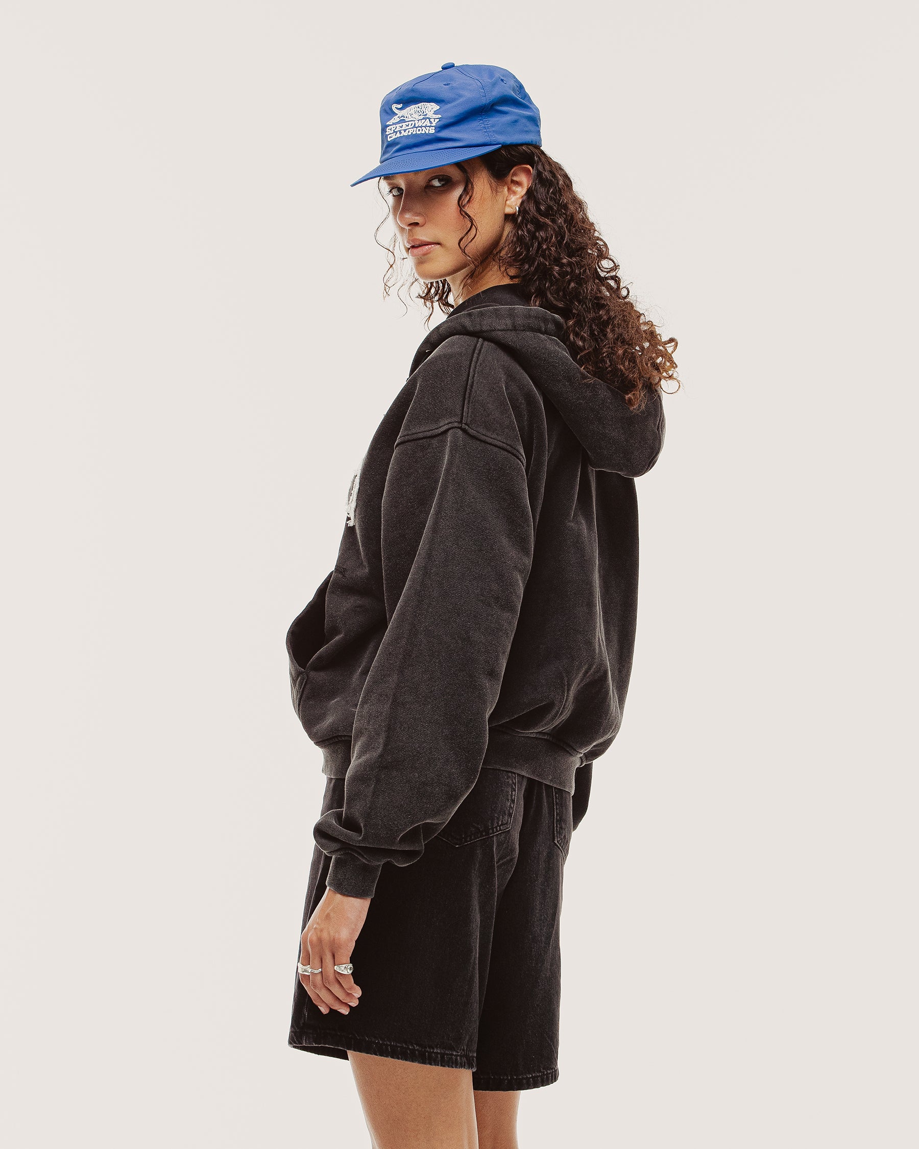 P&Co Oversized Double Zip Hoodie - Faded Black
