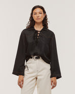 Dakota Lace-Up Shirt - Black