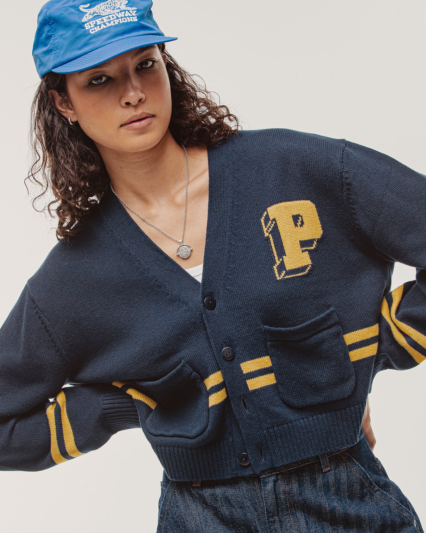 Josie Varsity Cardigan - Navy