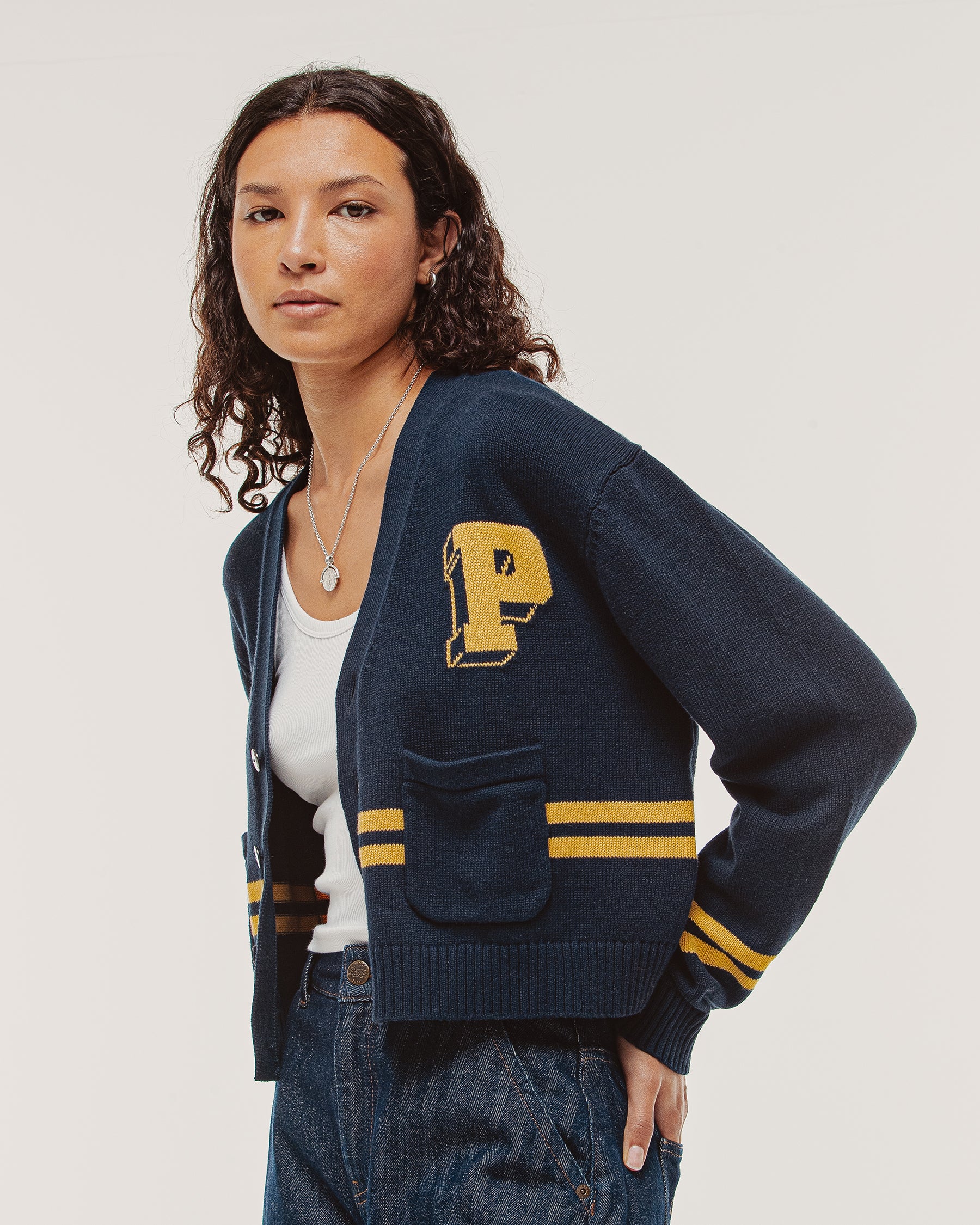 Josie Varsity Cardigan - Navy