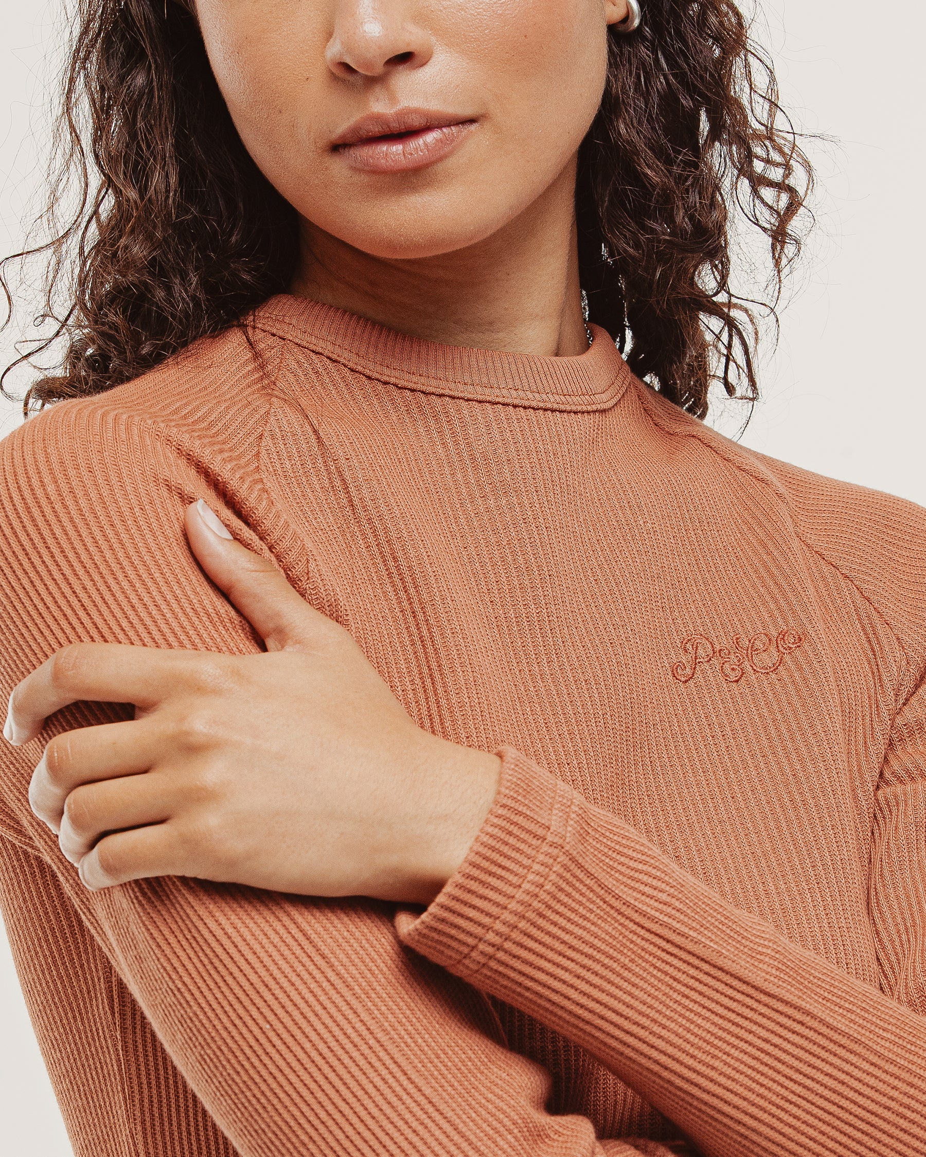P&Co Ribbed Longsleeve Baby T-Shirt - Rust