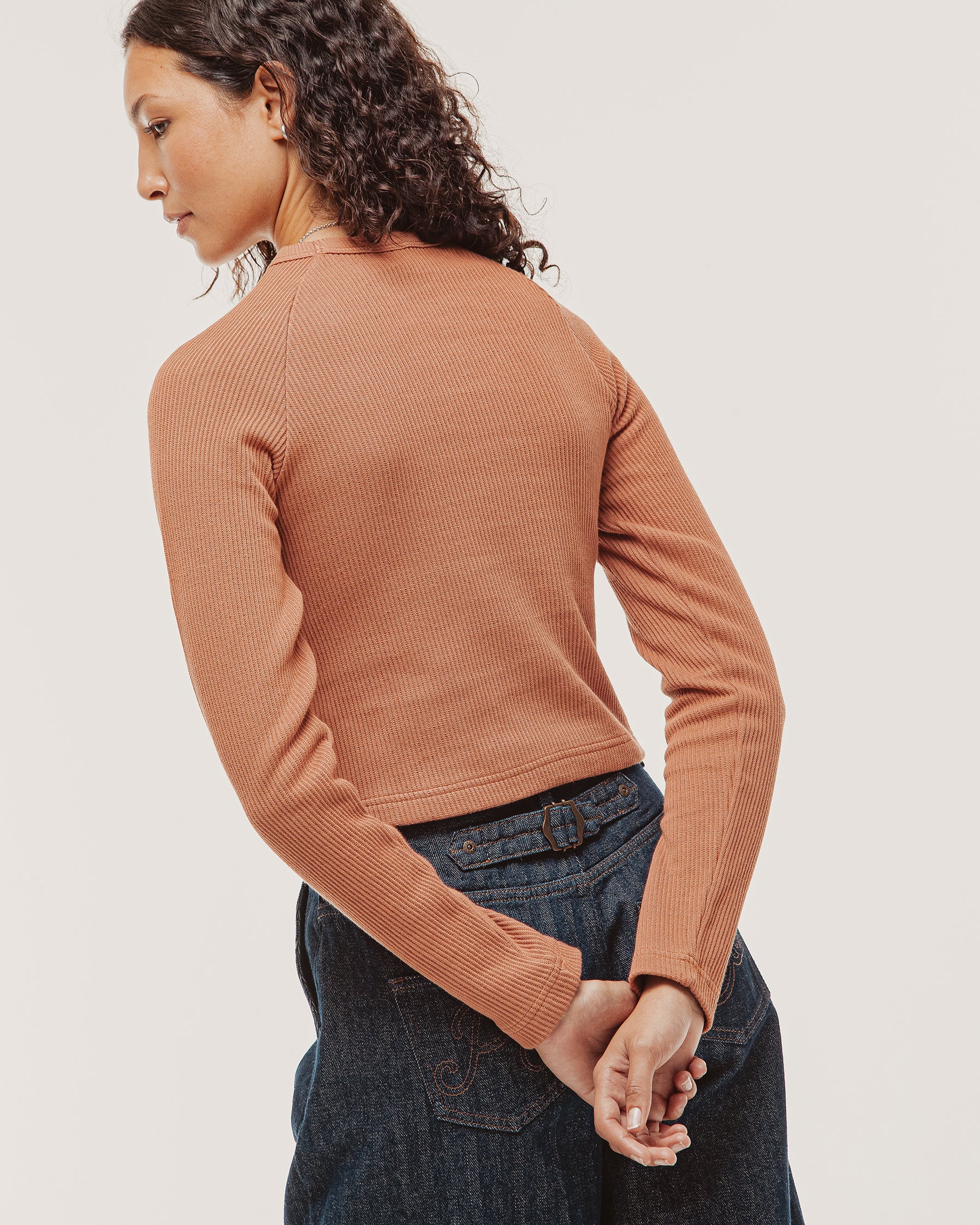 P&Co Ribbed Longsleeve Baby T-Shirt - Rust