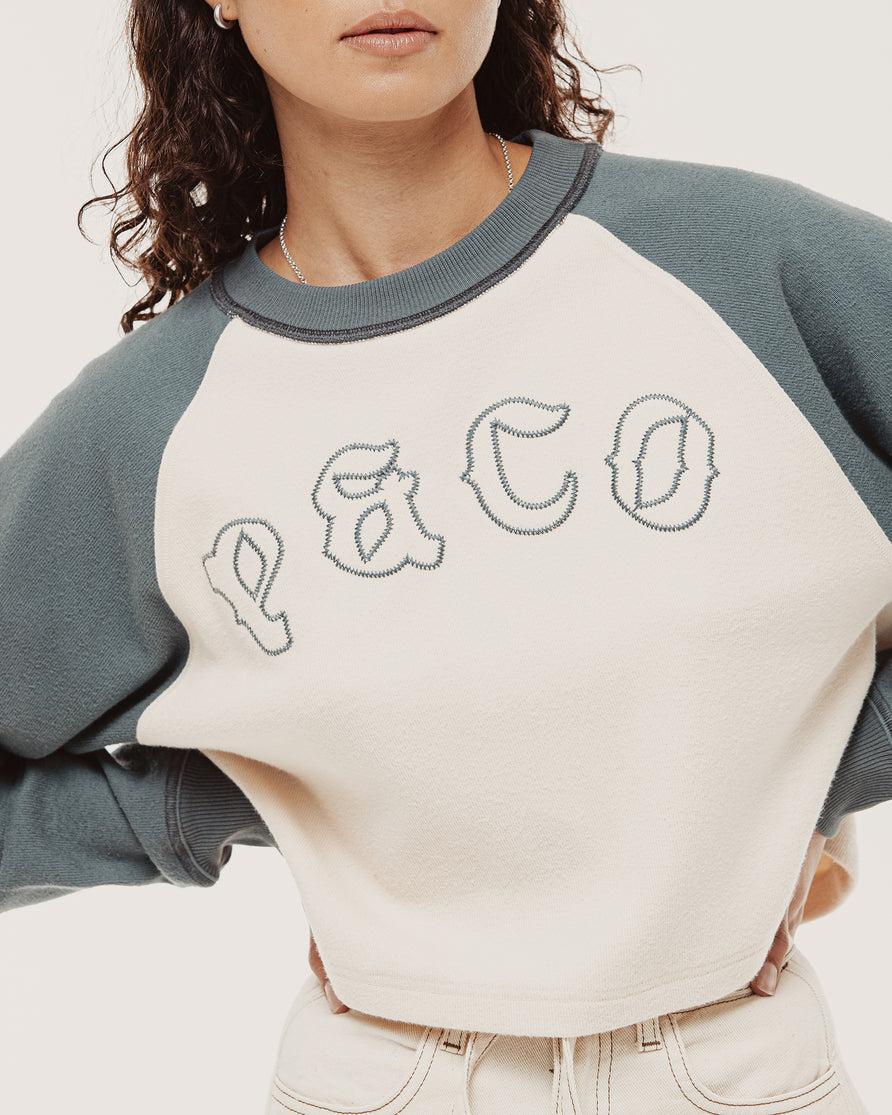 P&Co Raglan Longsleeve - Ecru & Steel