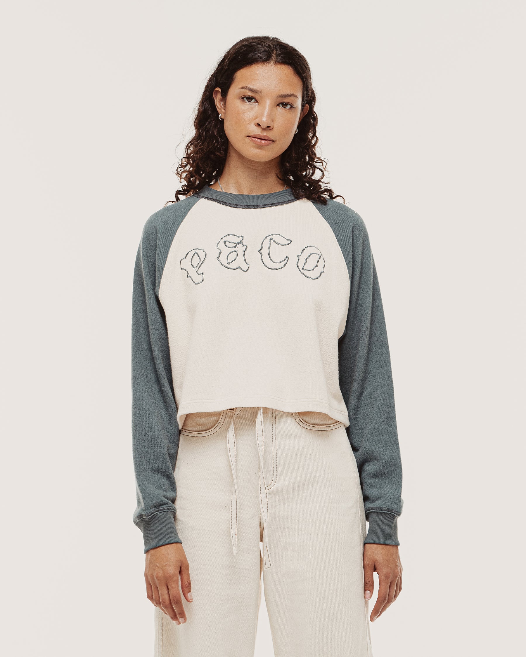 P&Co Raglan Longsleeve - Ecru & Steel