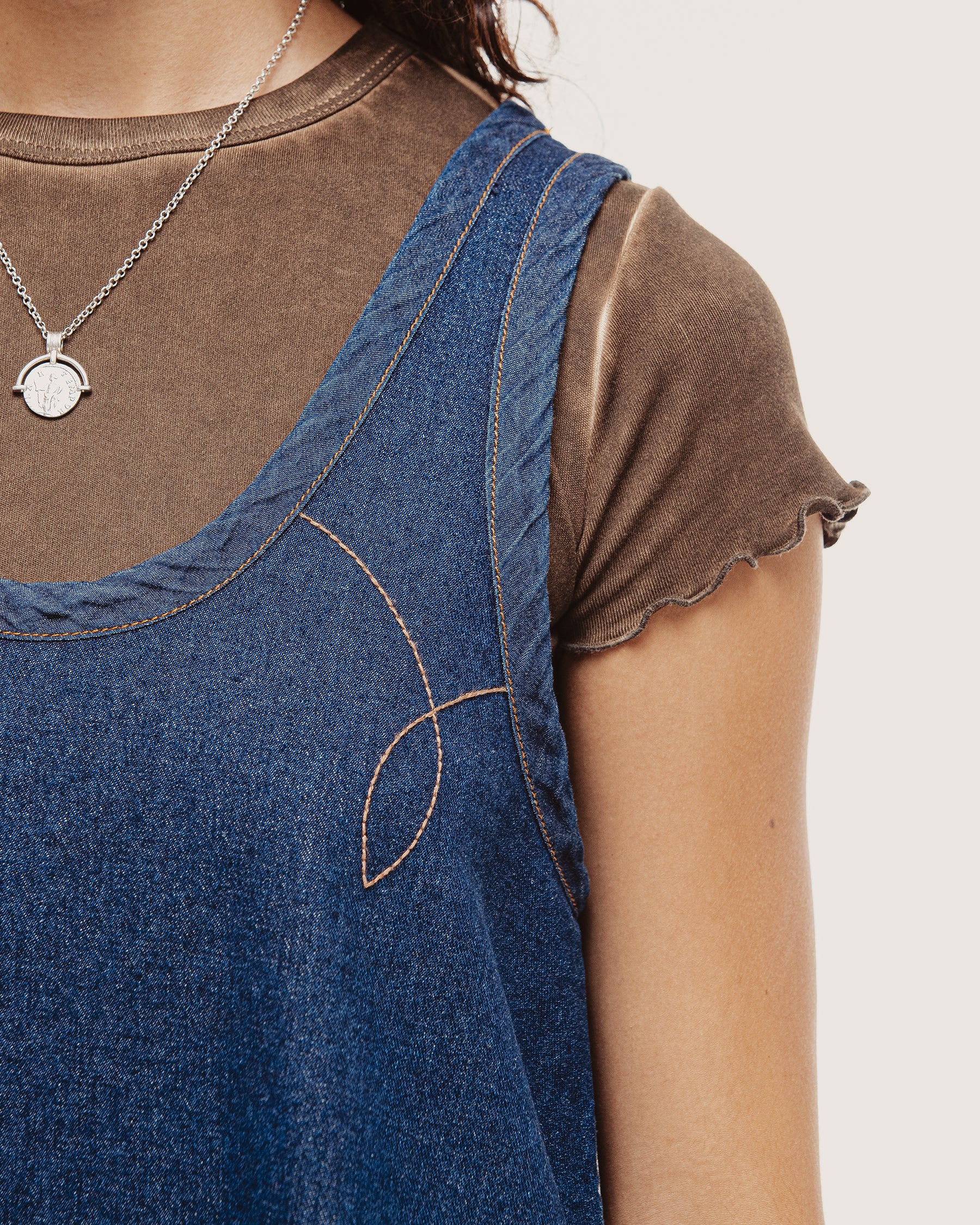 Bella Reversible Mini Denim Dress - Plaid & Raw Indigo