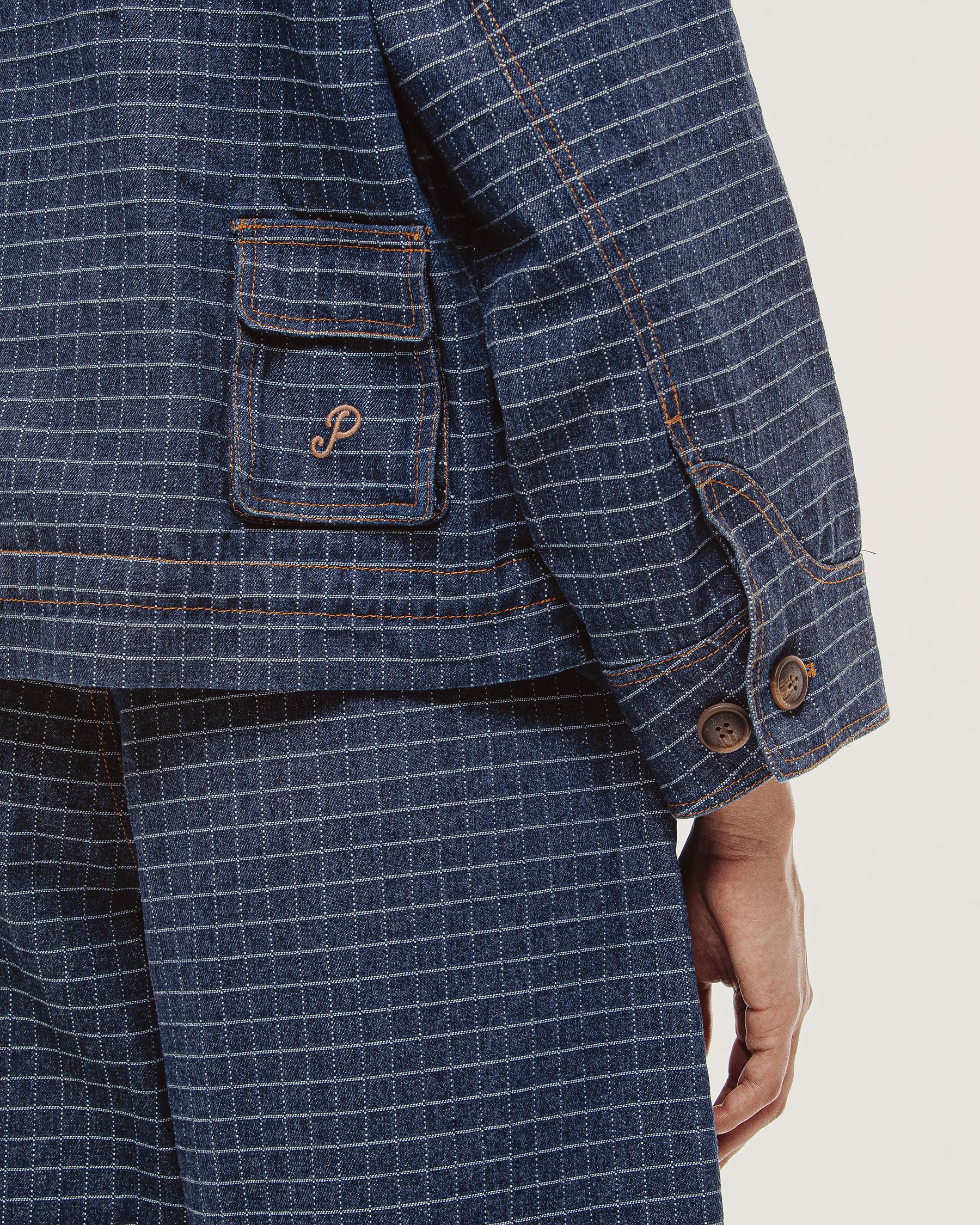 Yama Denim Smock Jacket - Blue Grid Check