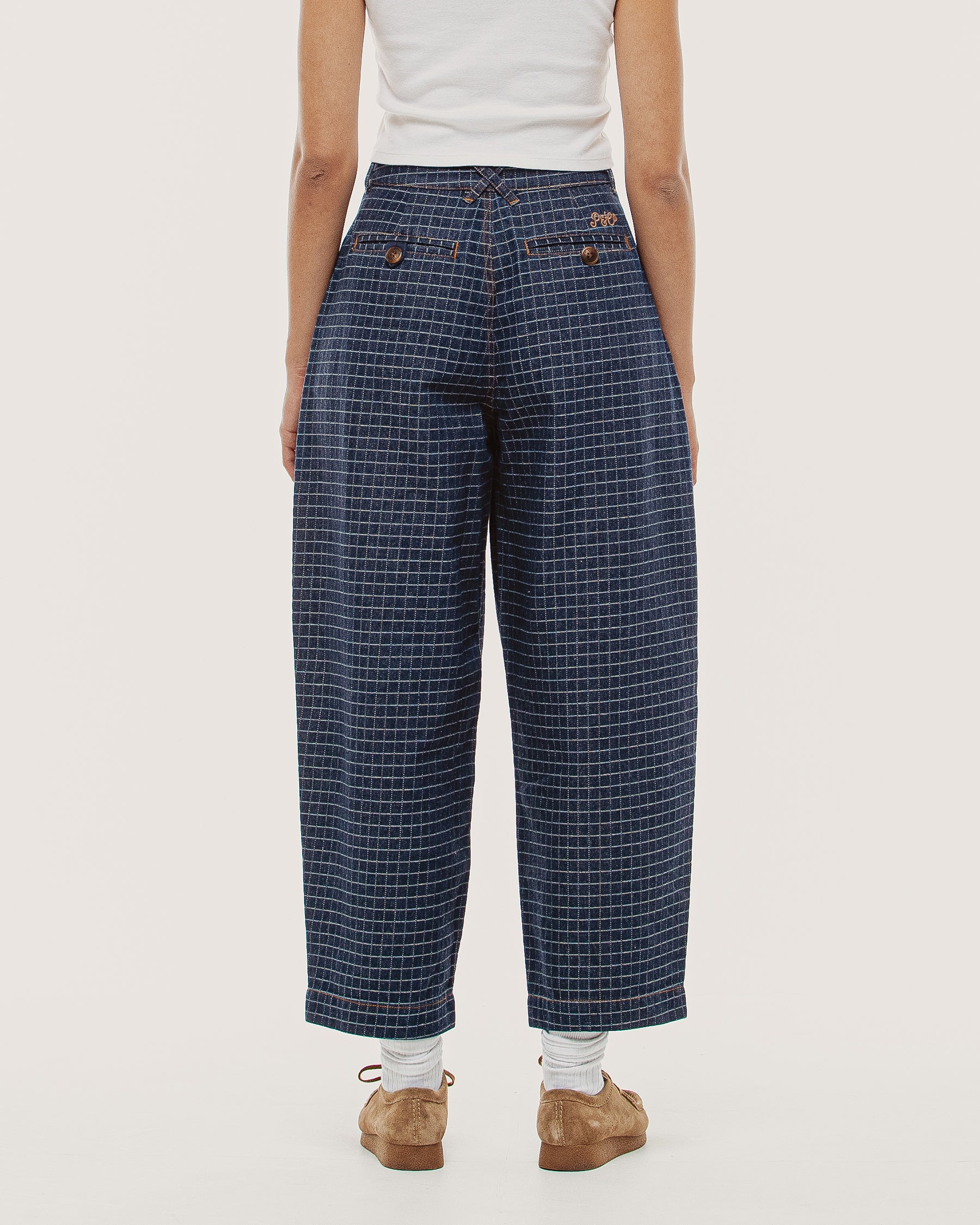 Yama Balloon Denim Pant - Grid Check