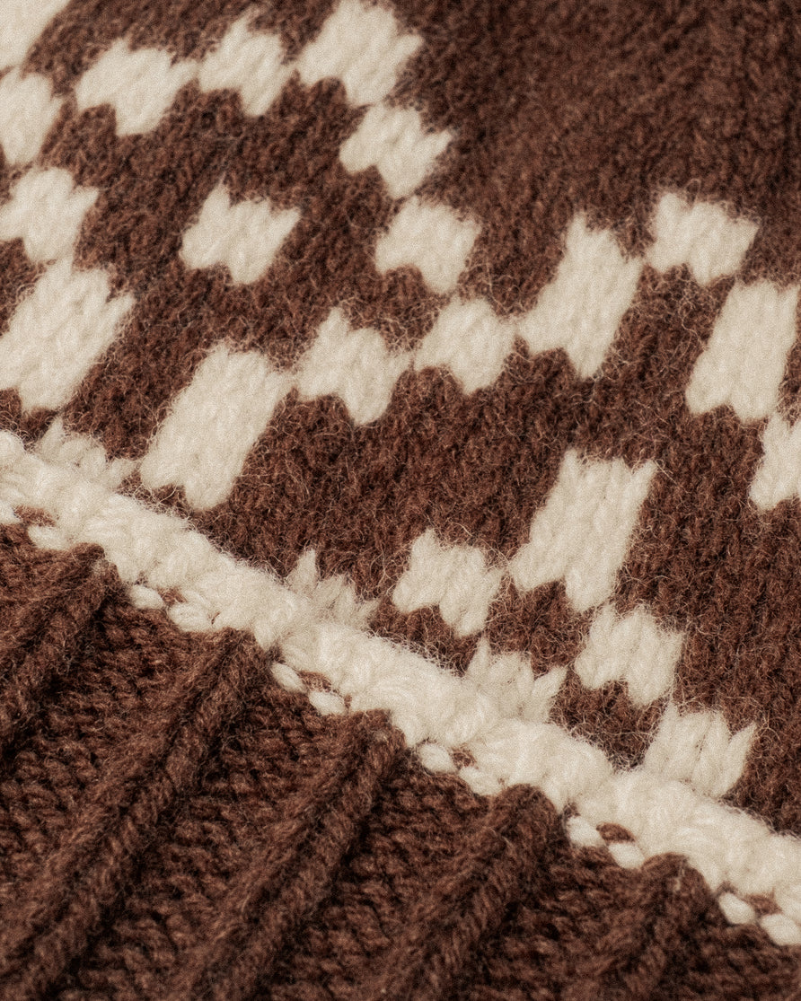 Navajo Chunky Knit  Beanie - Brown