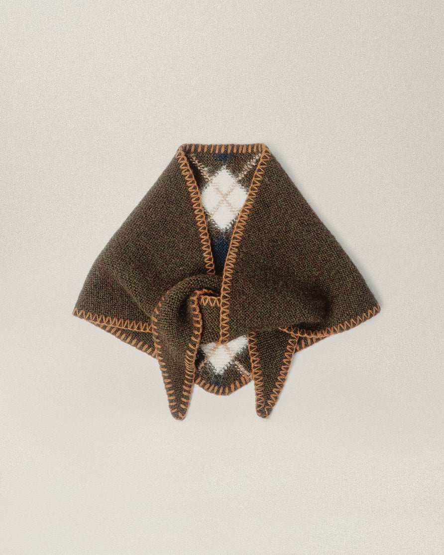 Mia Argyle Triangle Scarf - Olive