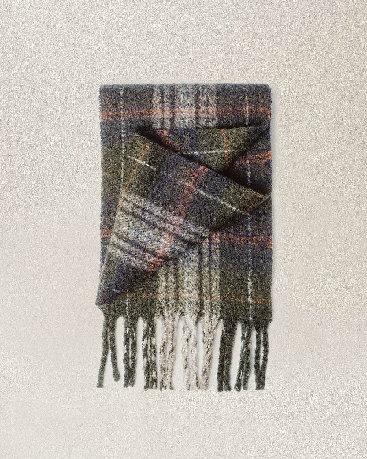 Checked Brushed Scarf - Green Plaid