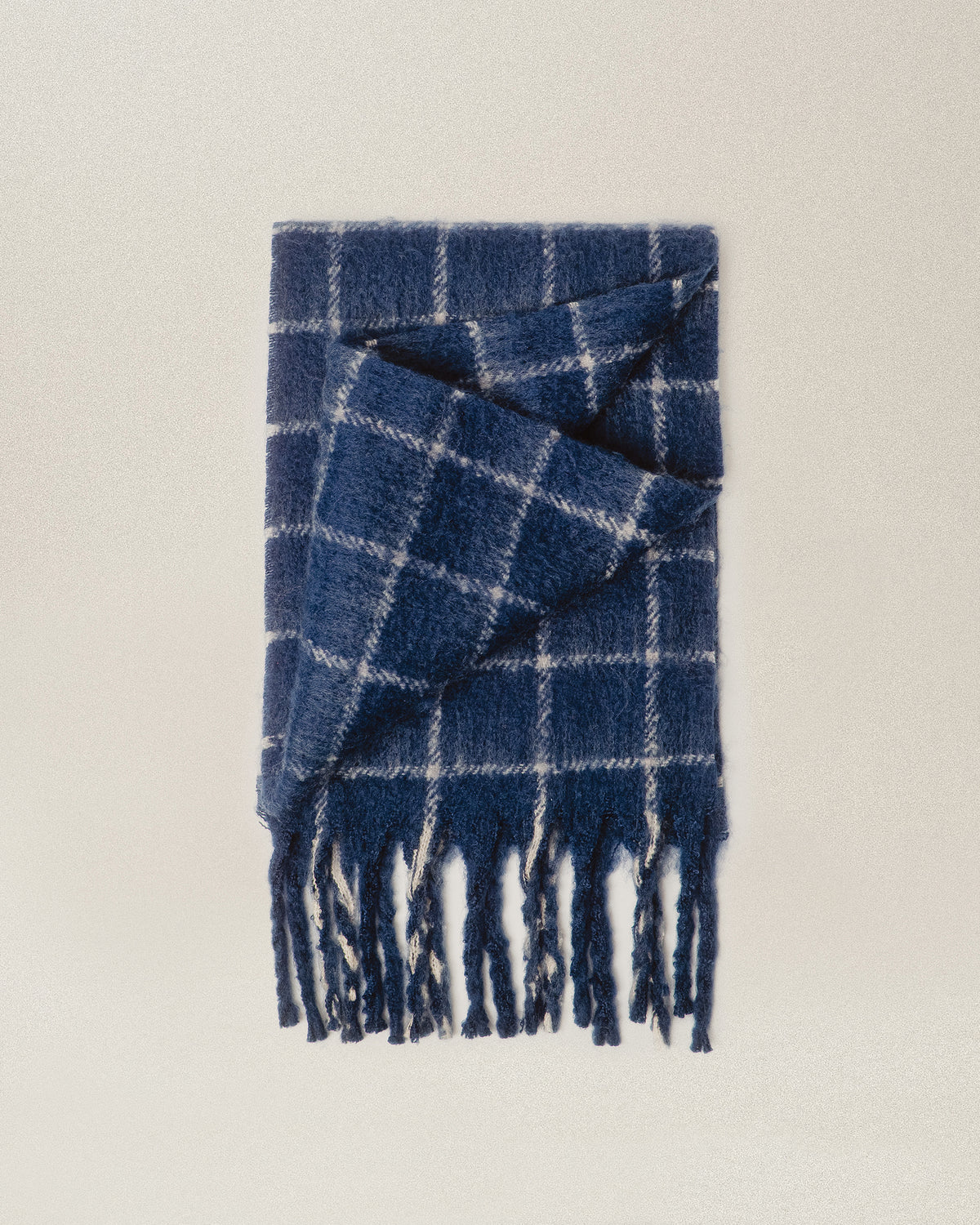 Checked Brushed Scarf - Grid Check
