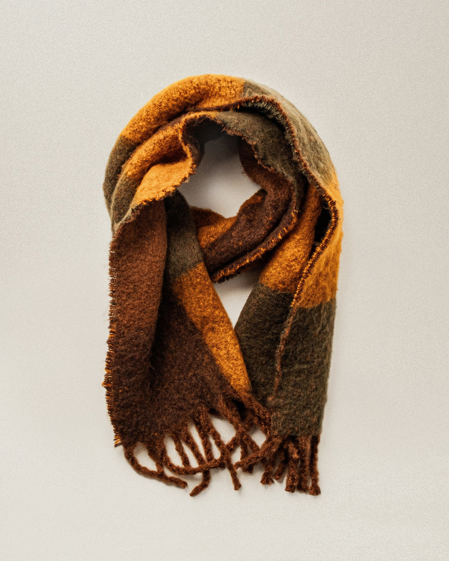 Checked Brushed Scarf - Multi