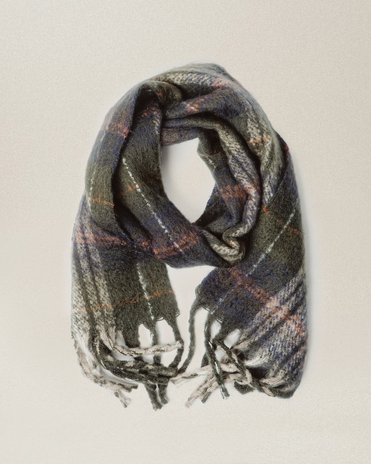 Checked Brushed Scarf - Green Plaid