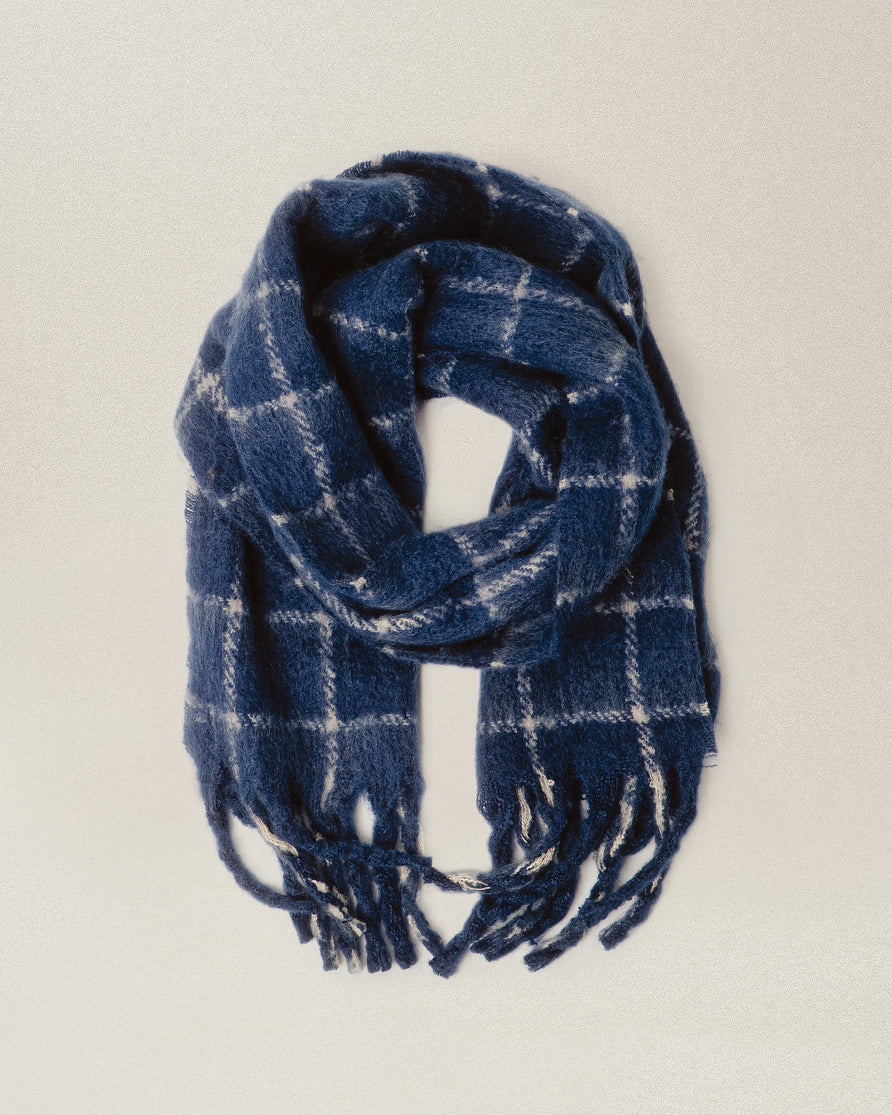 Checked Brushed Scarf - Grid Check