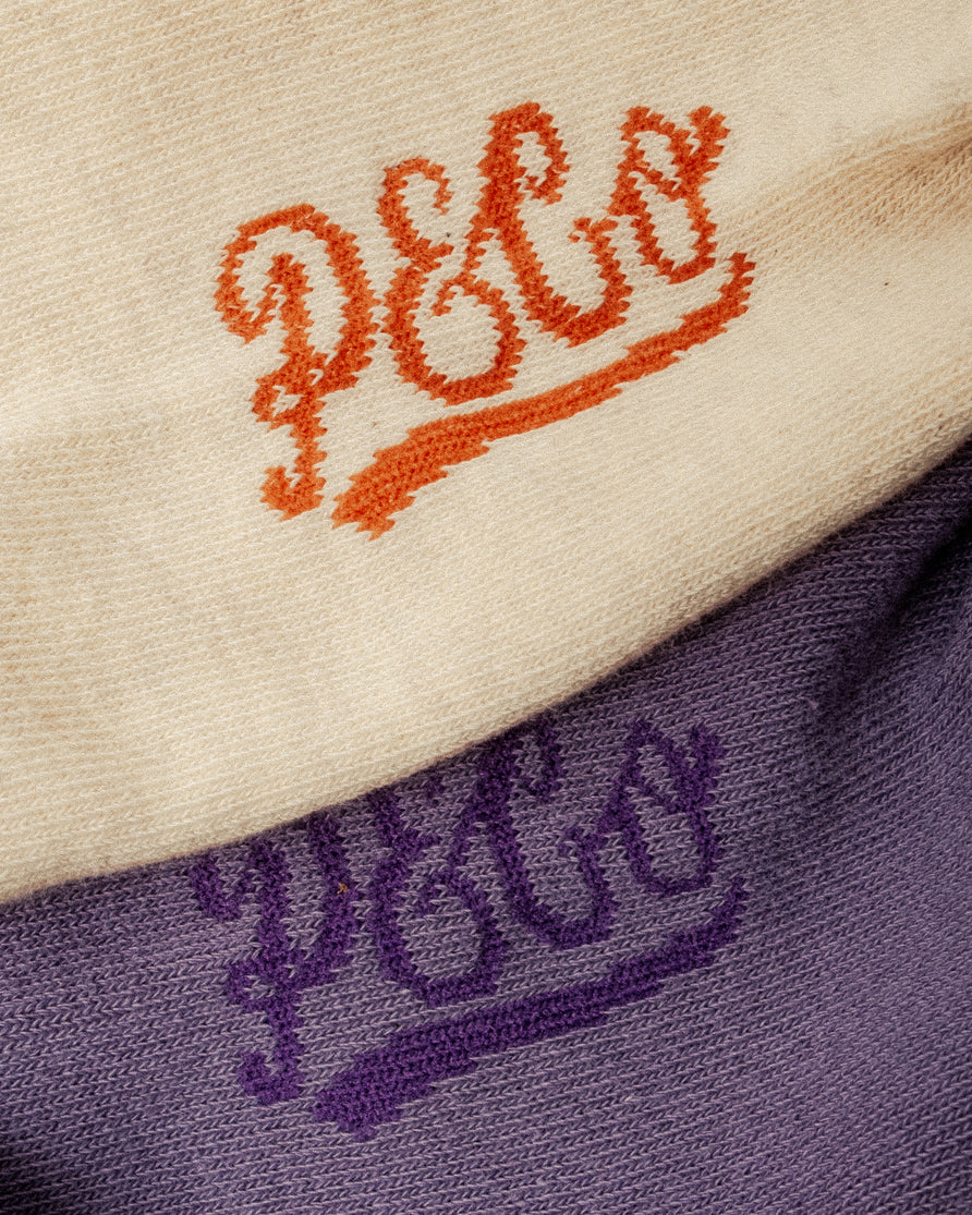 P&Co Chunky Ribbed Socks - Ecru & Purple