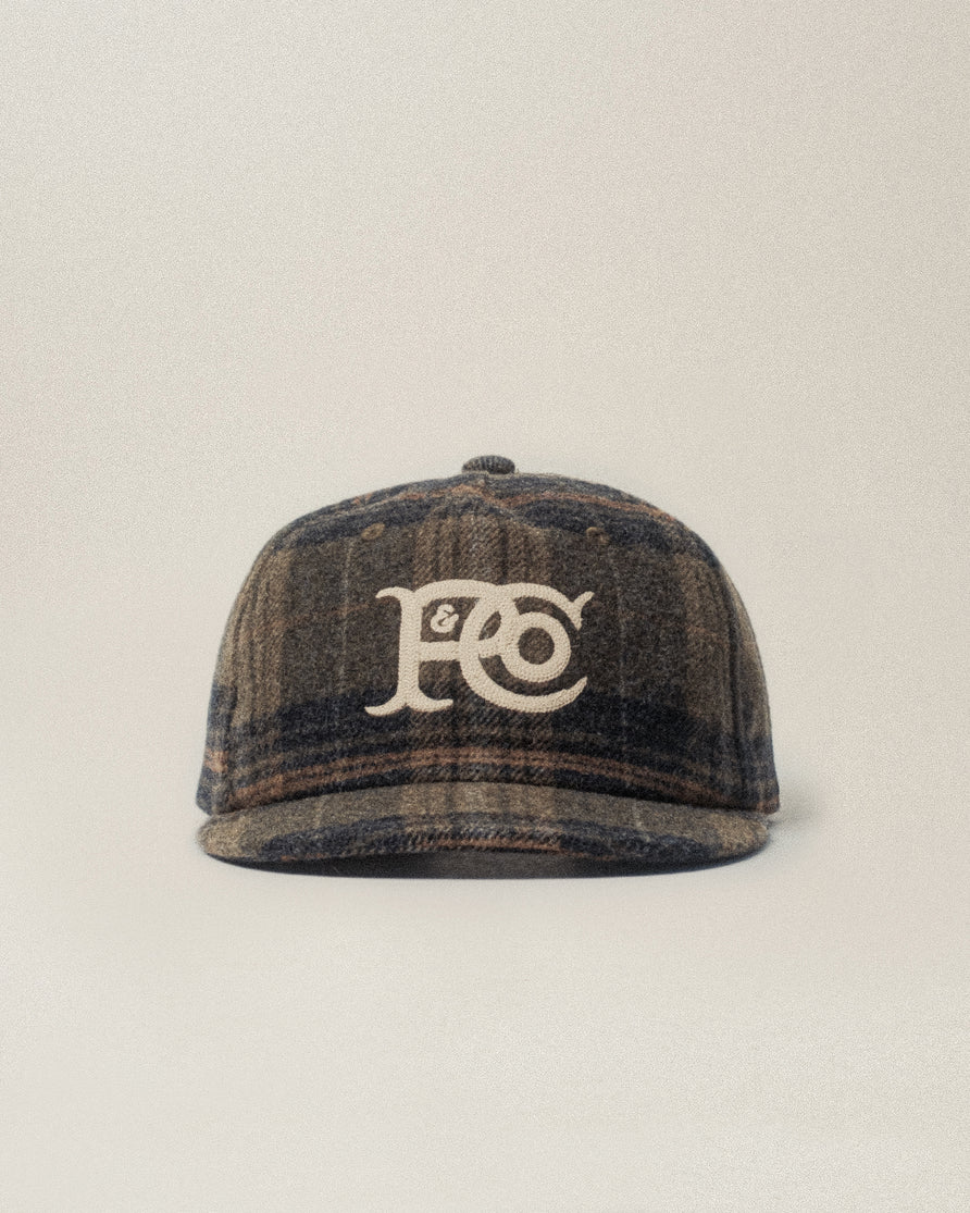 P&Co Classic Cotton Wool 5 Panel Cap - Green Plaid