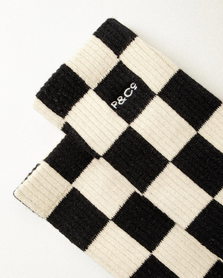 Checkerboard Socks - Black & White