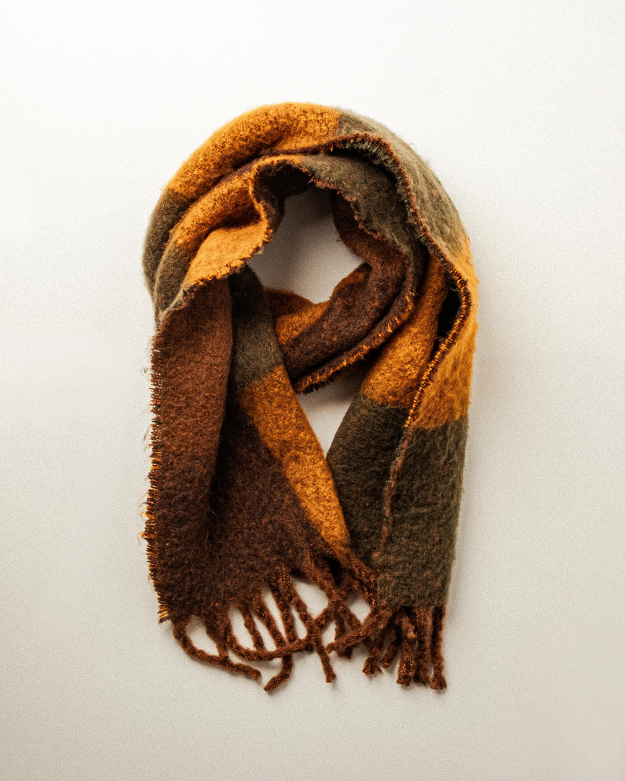 Checked Brushed Scarf - Multi