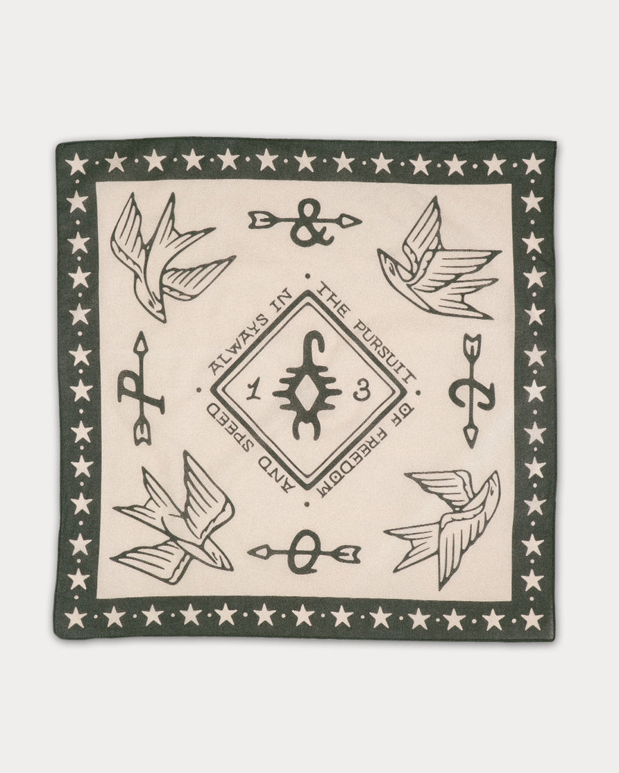 Freedom & Speed Bandana - Ecru & Black